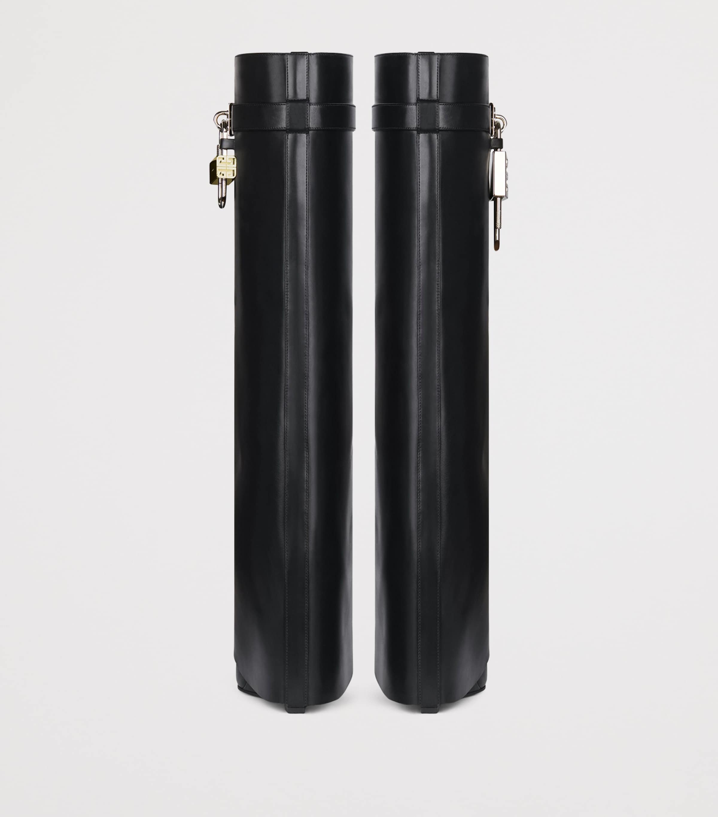 Leather Shark Lock Knee-High Boots 90 BLACK Image 5