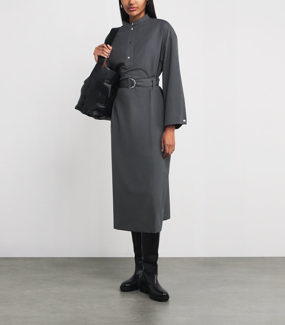 Wool-Blend Tailored Midi Dress MELANGE GREY Image 2