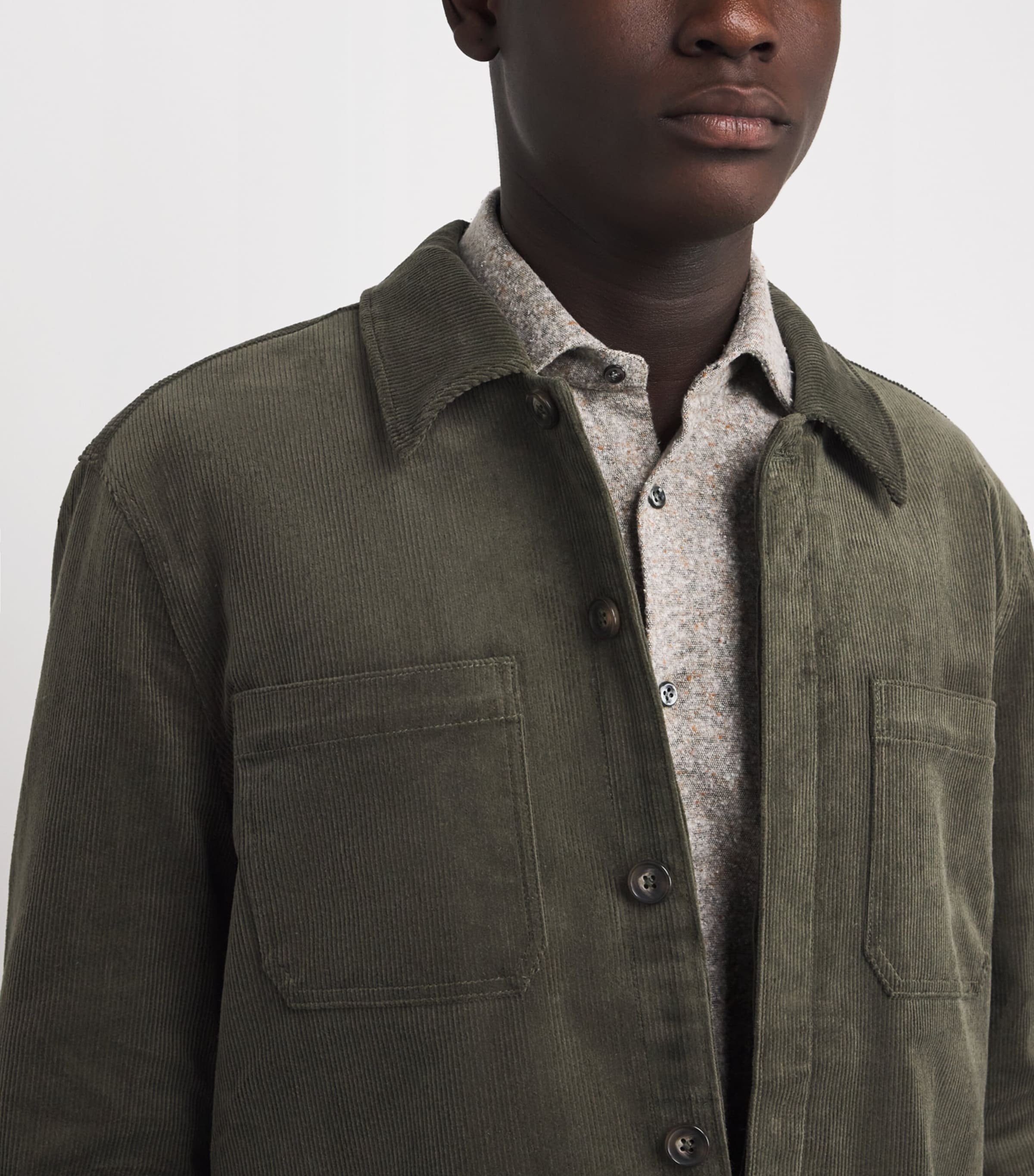 Corduroy Patch-Pocket Shirt Jacket OLIVE BRANCH Image 6