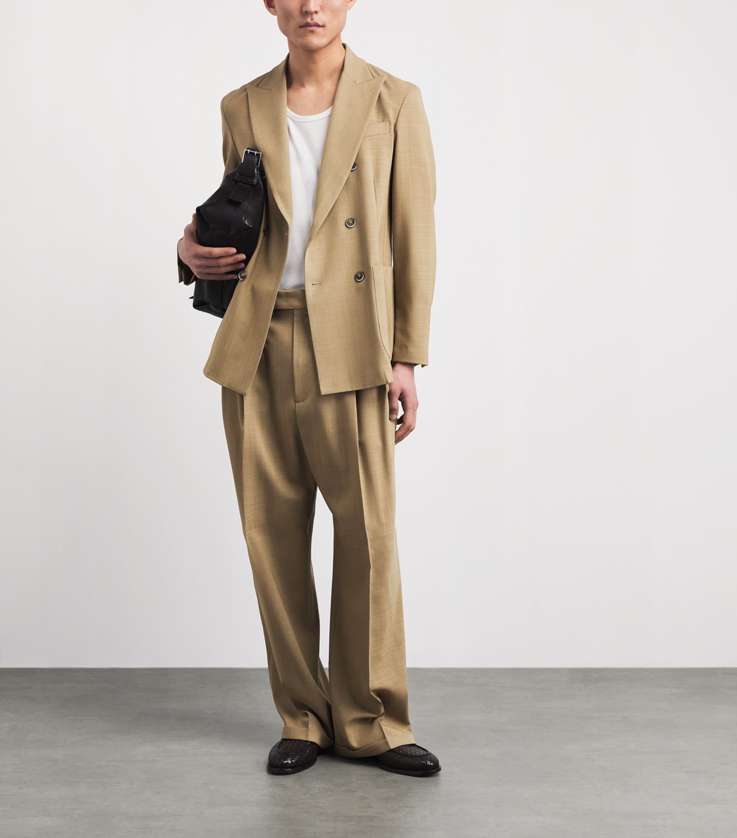 Virgin Wool Double-Breasted Blazer 360 KHAKI Image 2