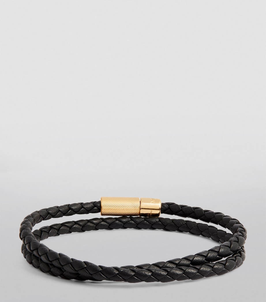 Tateossian Gold-Plated Leather Macramé Bracelet Gold/ Black Image 2