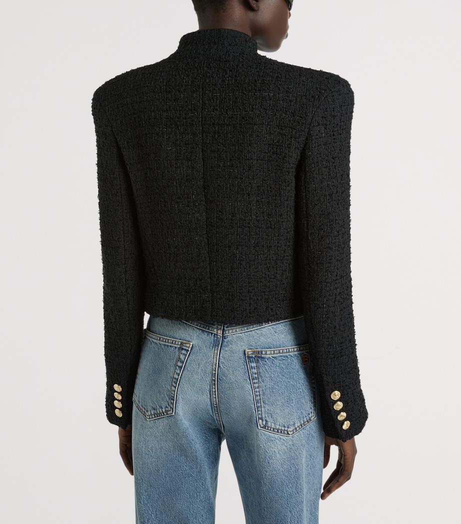 Balmain Womens Tweed Officer Jacket Noir Image 5