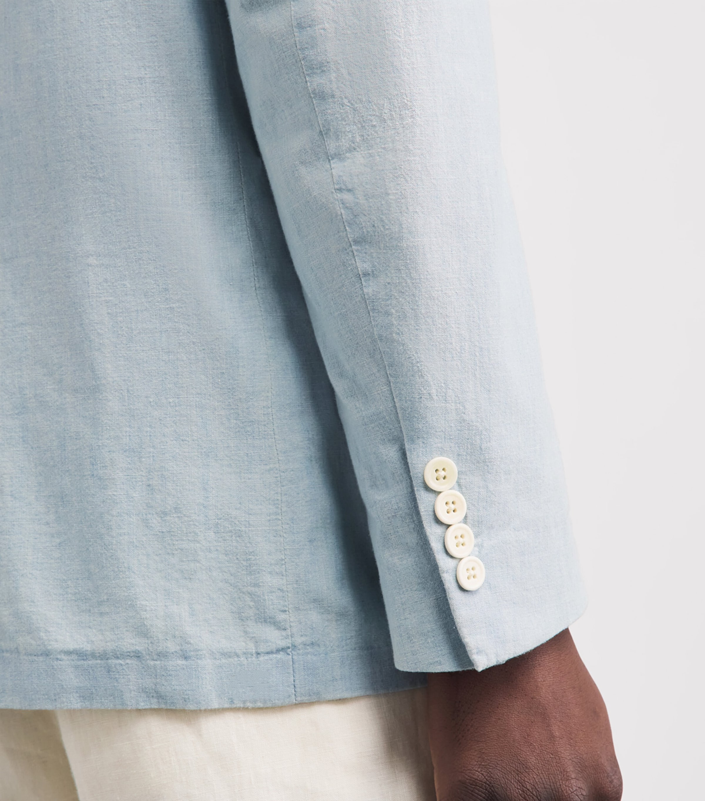 Polo Ralph Lauren Mens Linen Single-Breasted Blazer Chambray Image 3