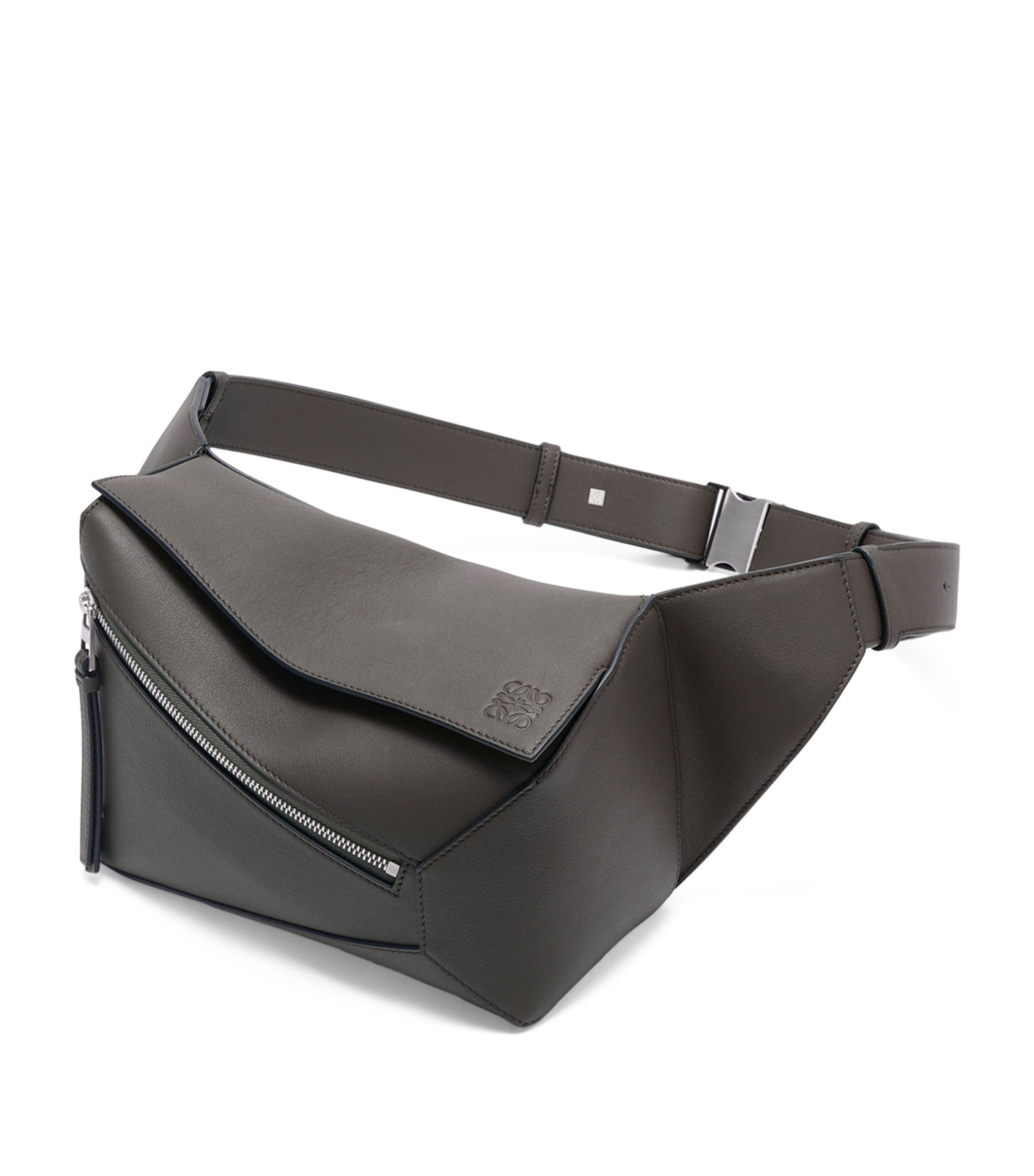 Small Leather Puzzle Belt Bag DARK GREY Image 2