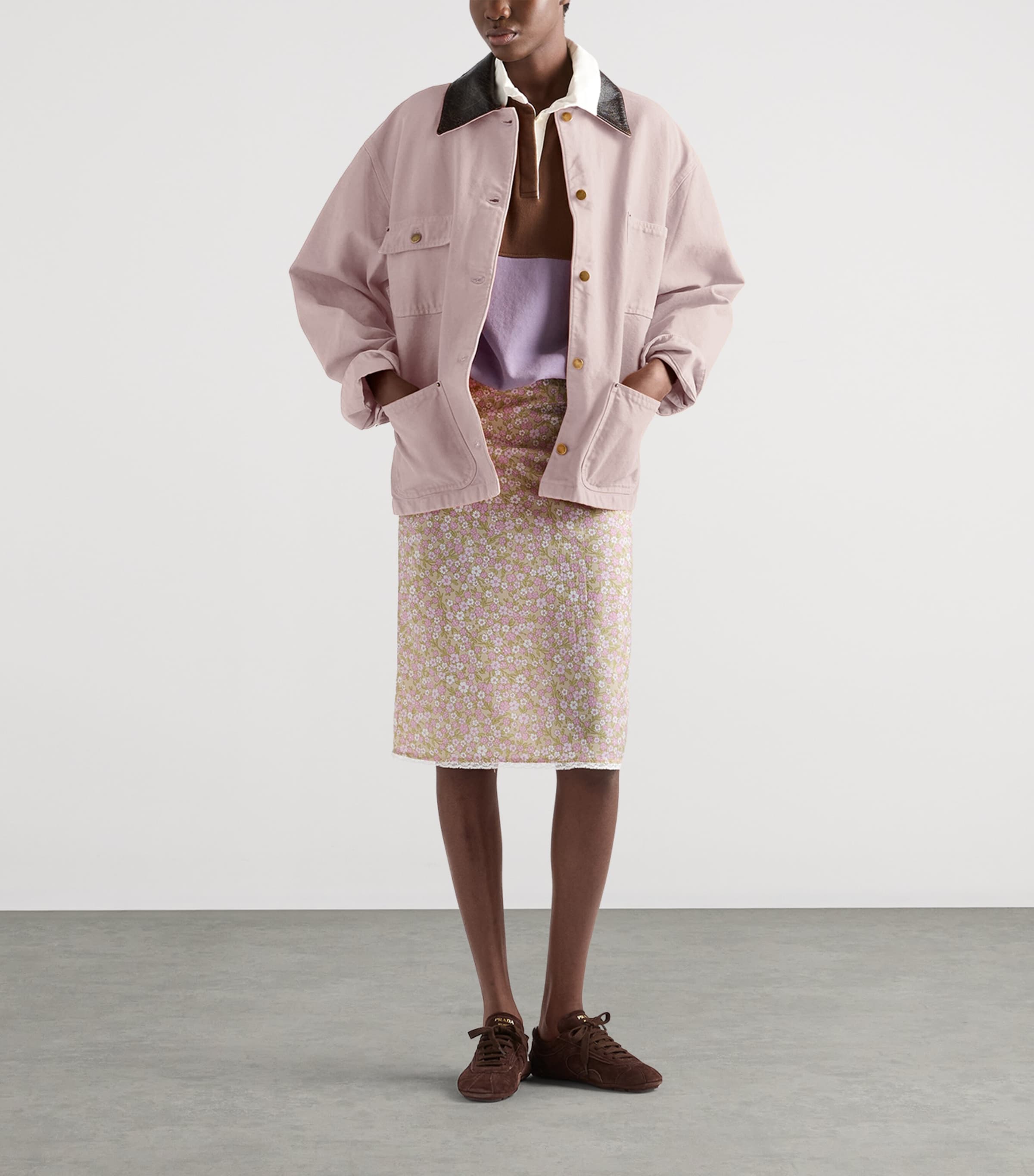 Prada Womens Re-Nylon Floral Midi Skirt Image 2