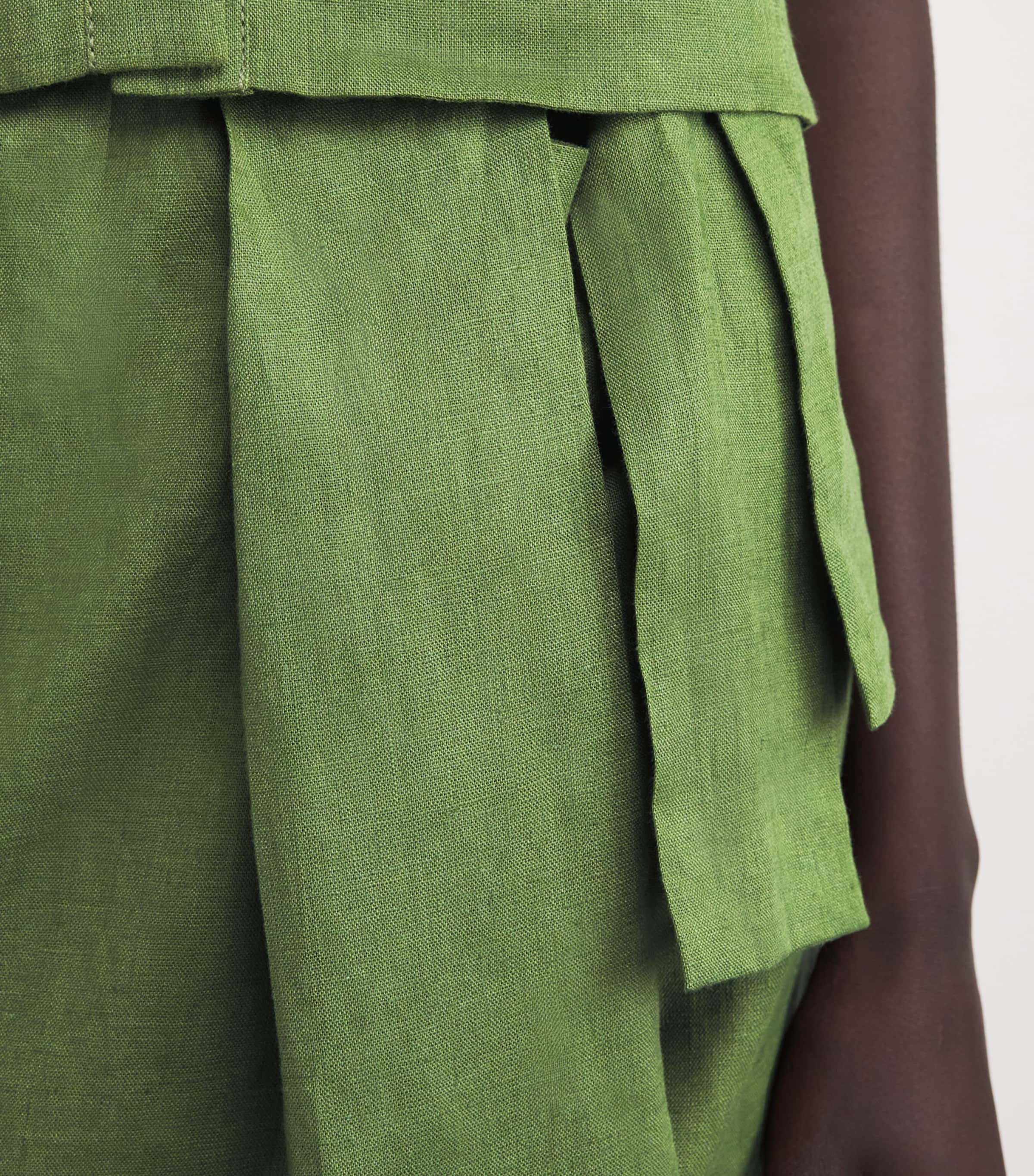 Johanna Ortiz Womens Linen Safari Midi Skirt Green Image 5