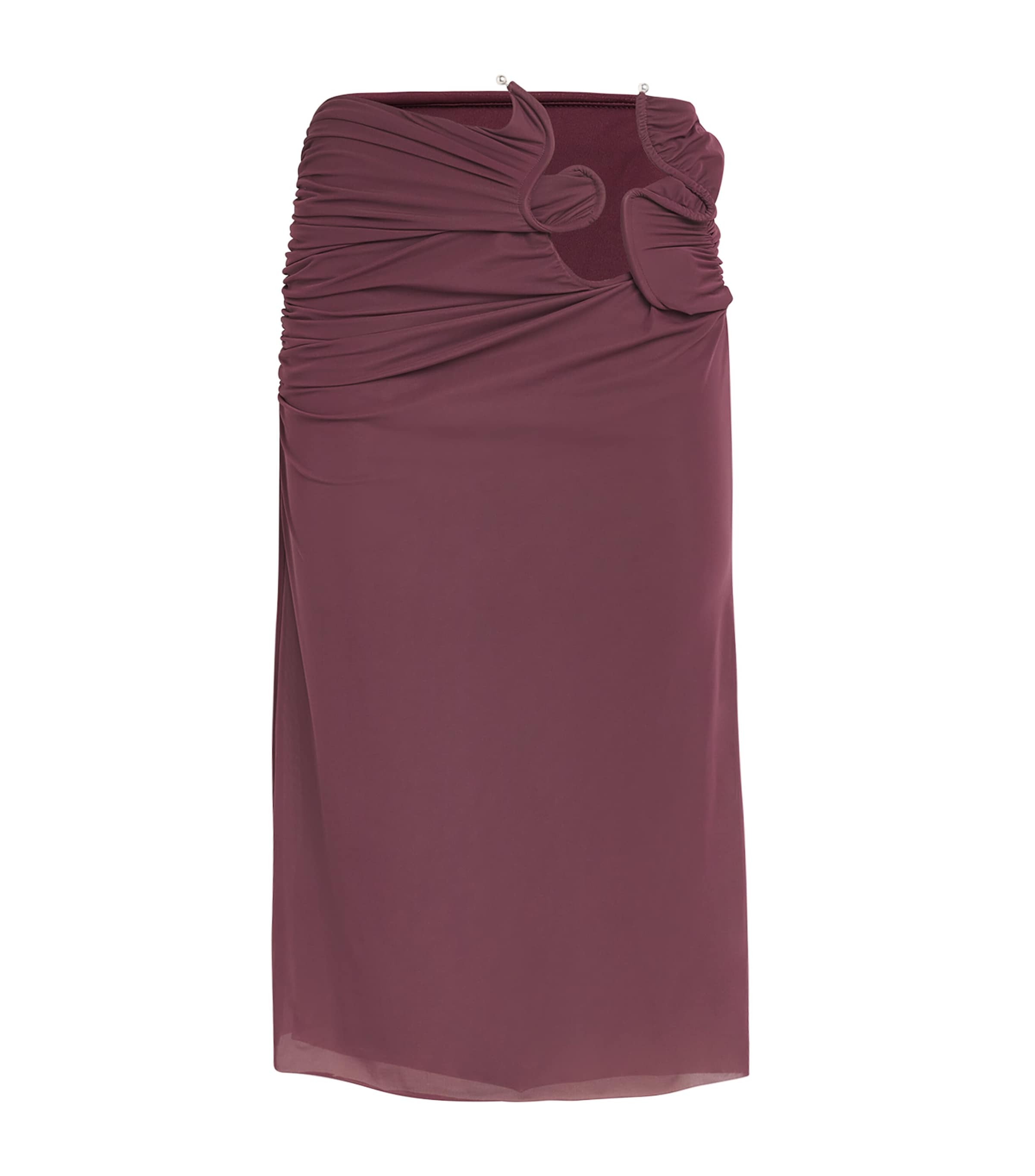Christopher Esber Venus Sheer Jersey Midi Skirt In Brown