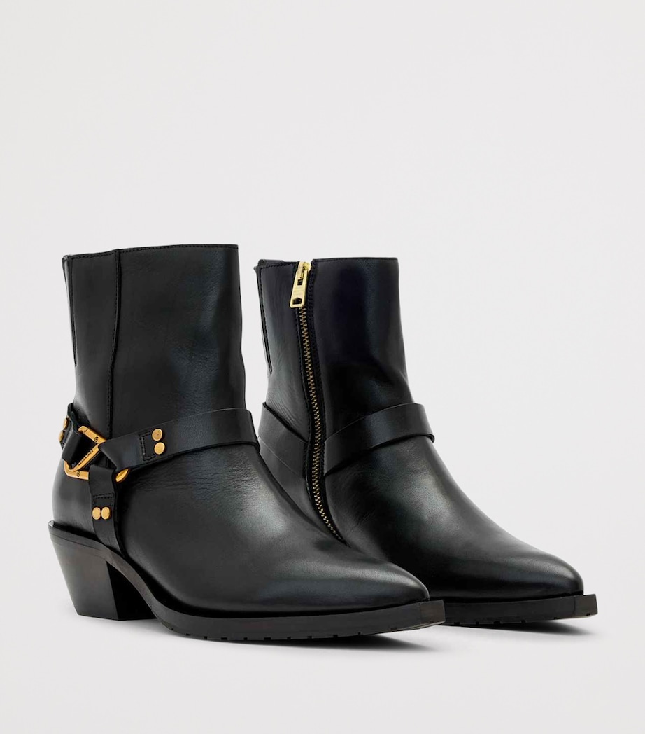 AllSaints Leather Fox Carabiner Boots Black Image 2