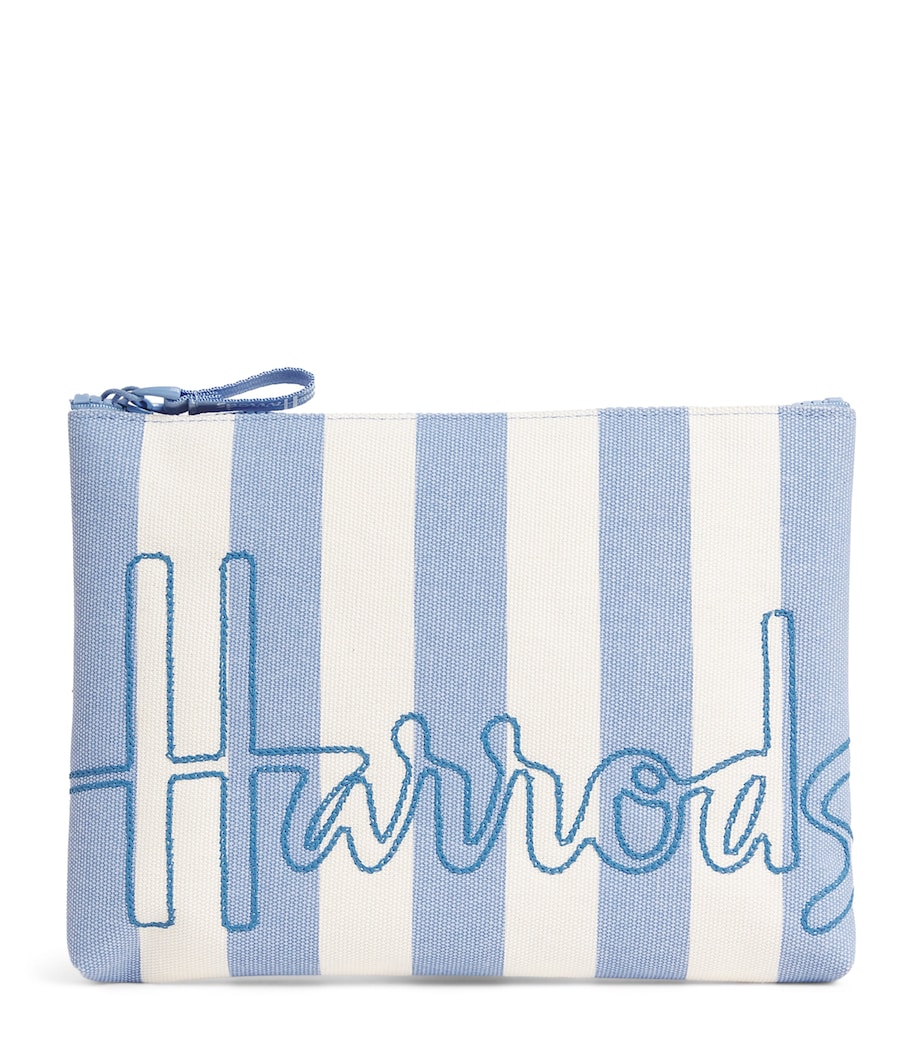 Medium Cotton Stripe Logo Pouch BLUE Image 1