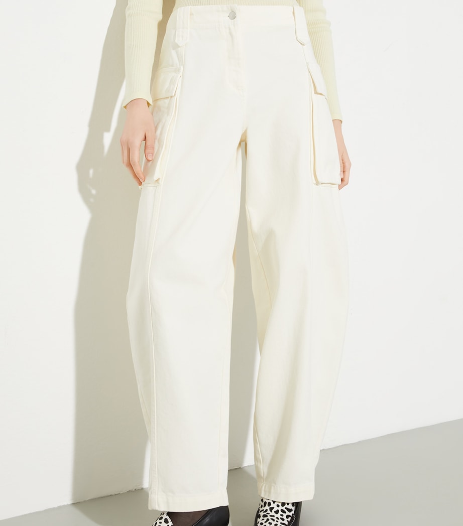 Cotton Cargo Trousers CREAM Image 3