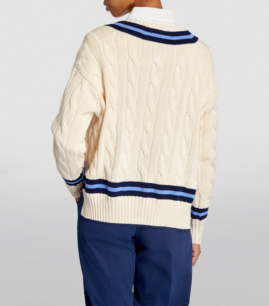 Cable-Knit Cricket Sweater CREAM W/ NAVY STRIPE Image 4