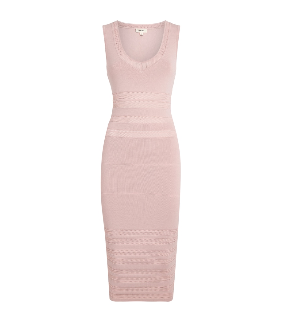 L'Agence Womens Knitted Taren Midi Dress Mirs Misty Rose Image 1
