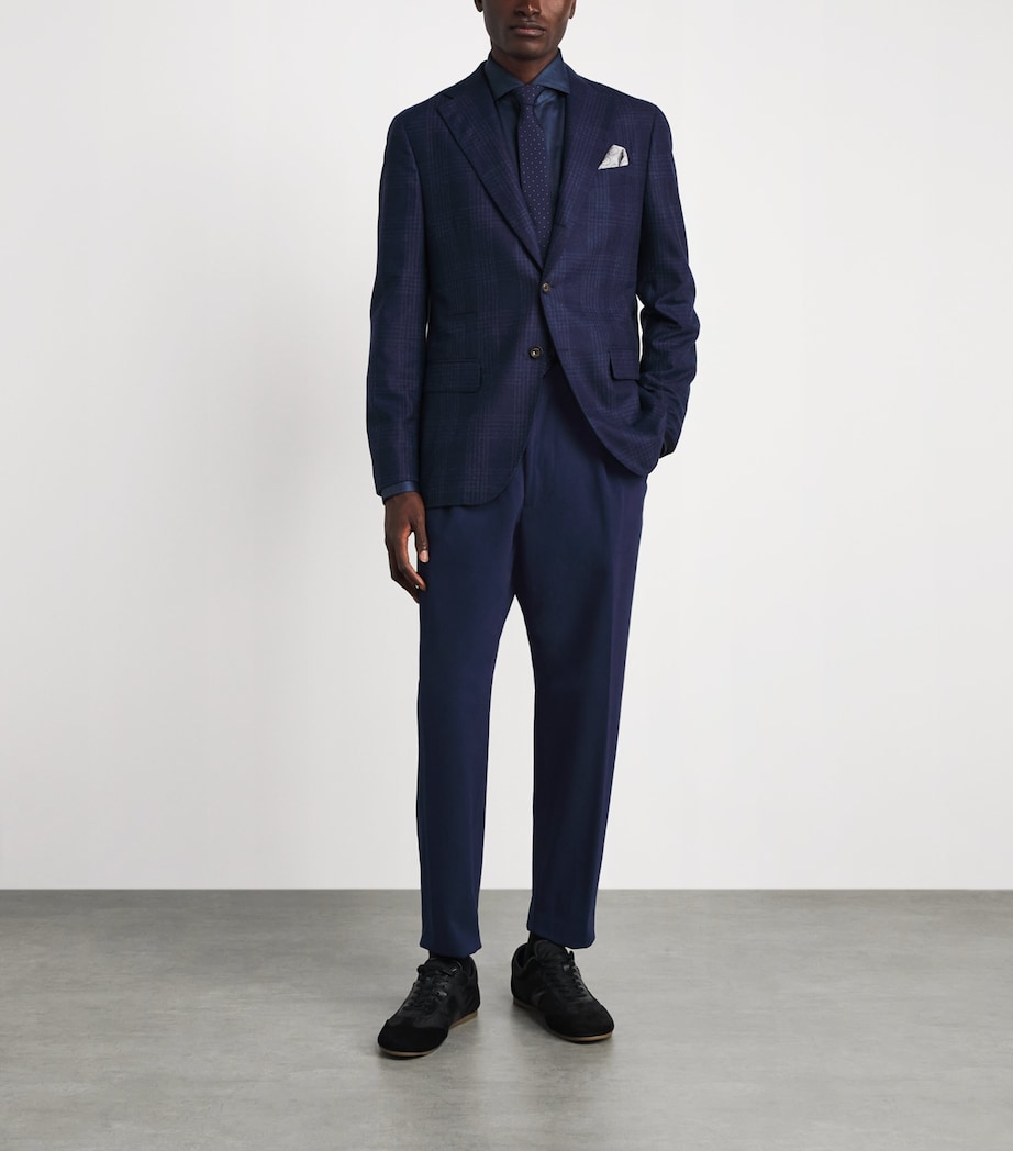Eleventy Mens Cotton-Cashmere Pleated Straight Trousers Blu Image 2