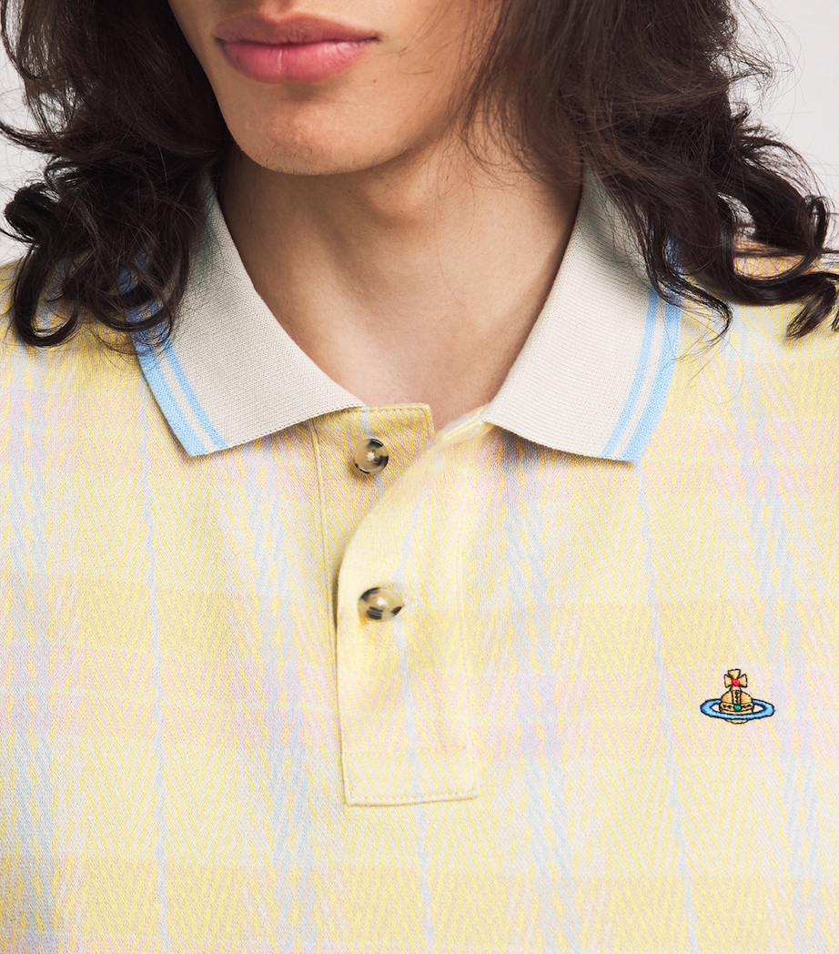 Vivienne Westwood Mens Herringbone Stripe Orb Polo Shirt Hrngbn Strp Image 3