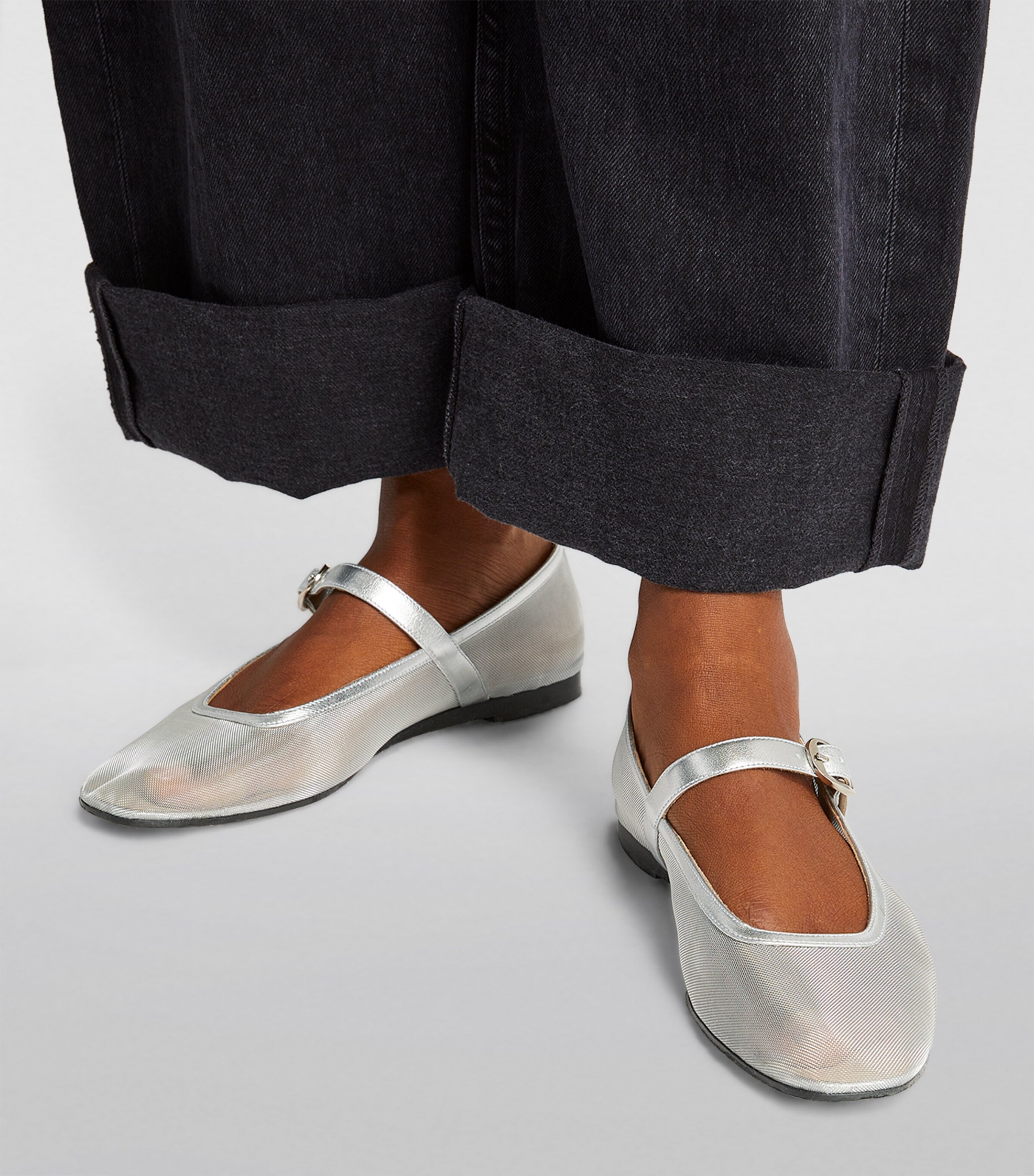 Le Monde Beryl Silver Mesh Mary Jane Ballet Flats | Harrods UK