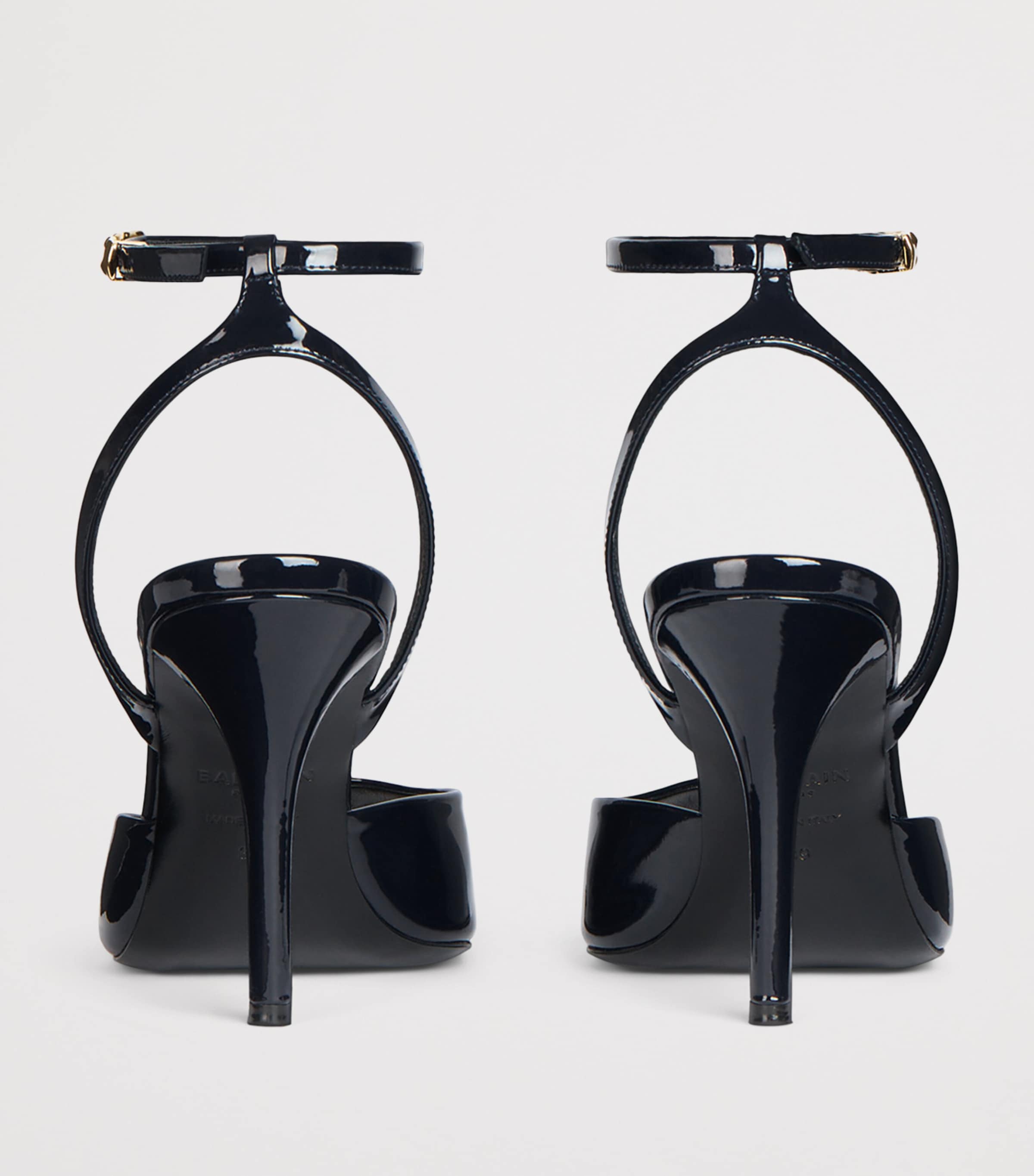 Balmain Patent Leather Strappy Pumps 95 Dark Navy Image 5