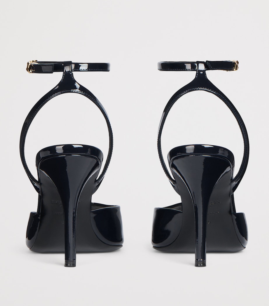 Balmain Patent Leather Strappy Pumps 95 Dark Navy Image 5