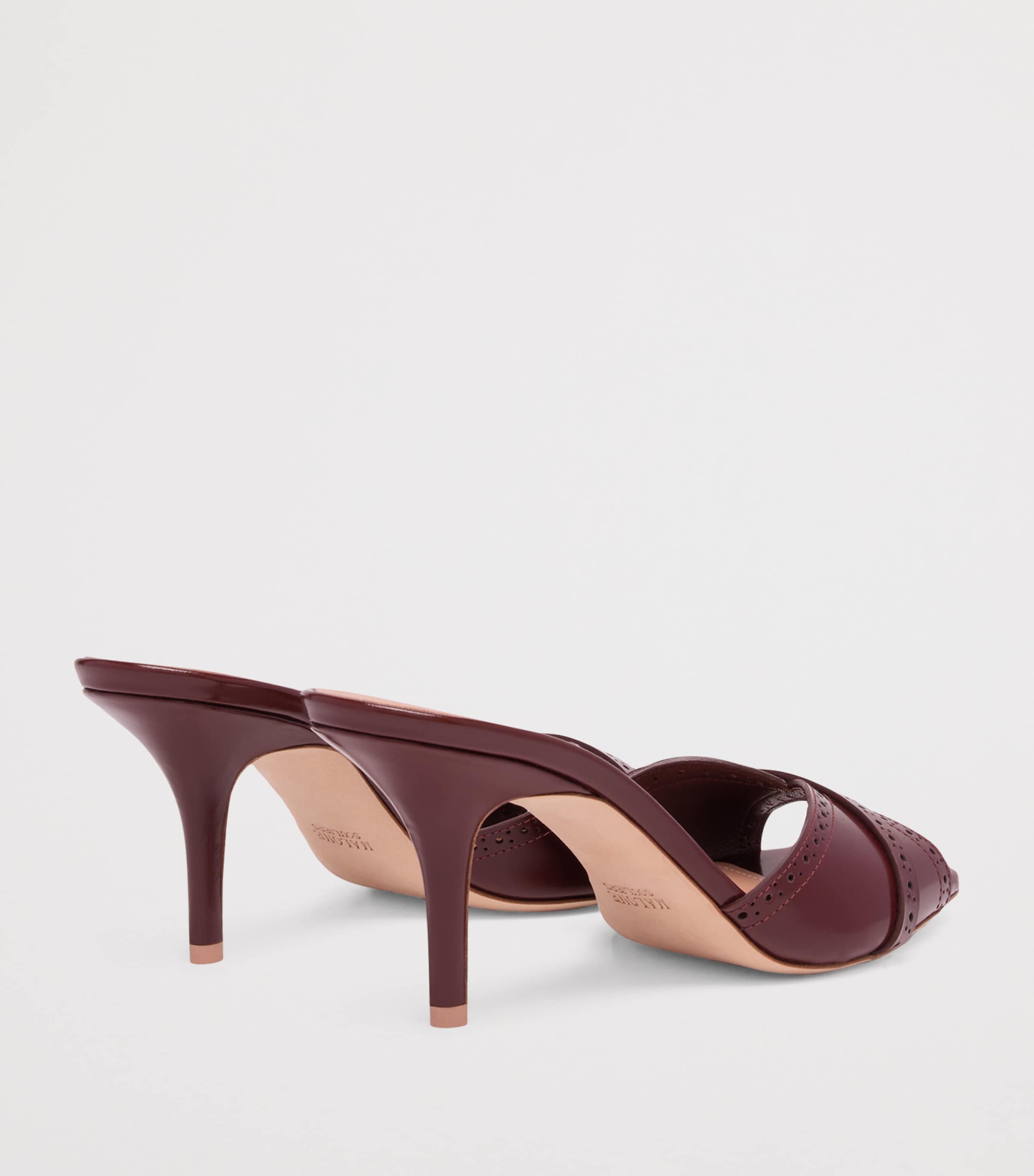 Brushed Leather Perla Heeled Sandals 70 ROSEWOOD Image 3