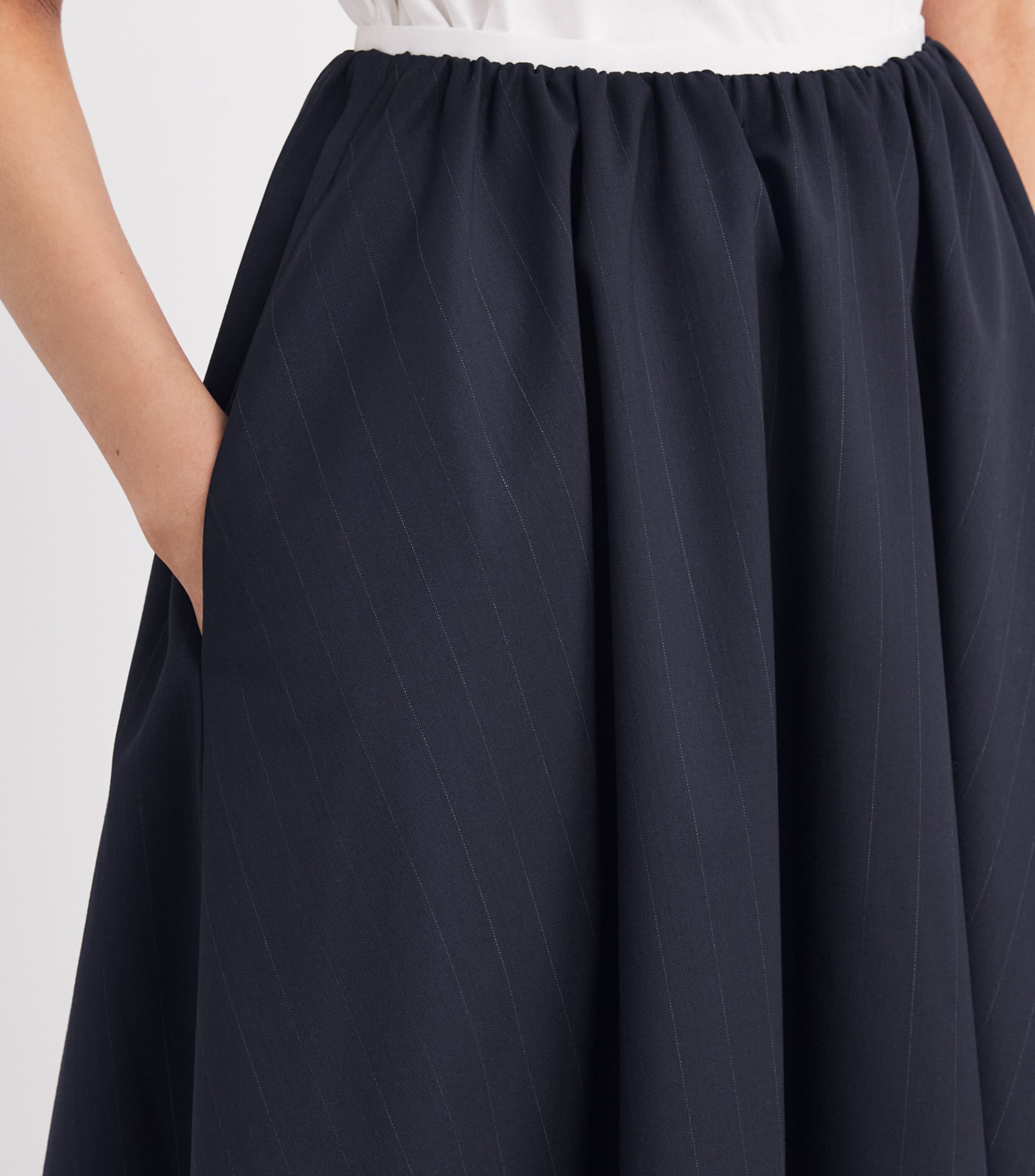 Wool-Blend Pleated Midi Skirt NAVY Image 6