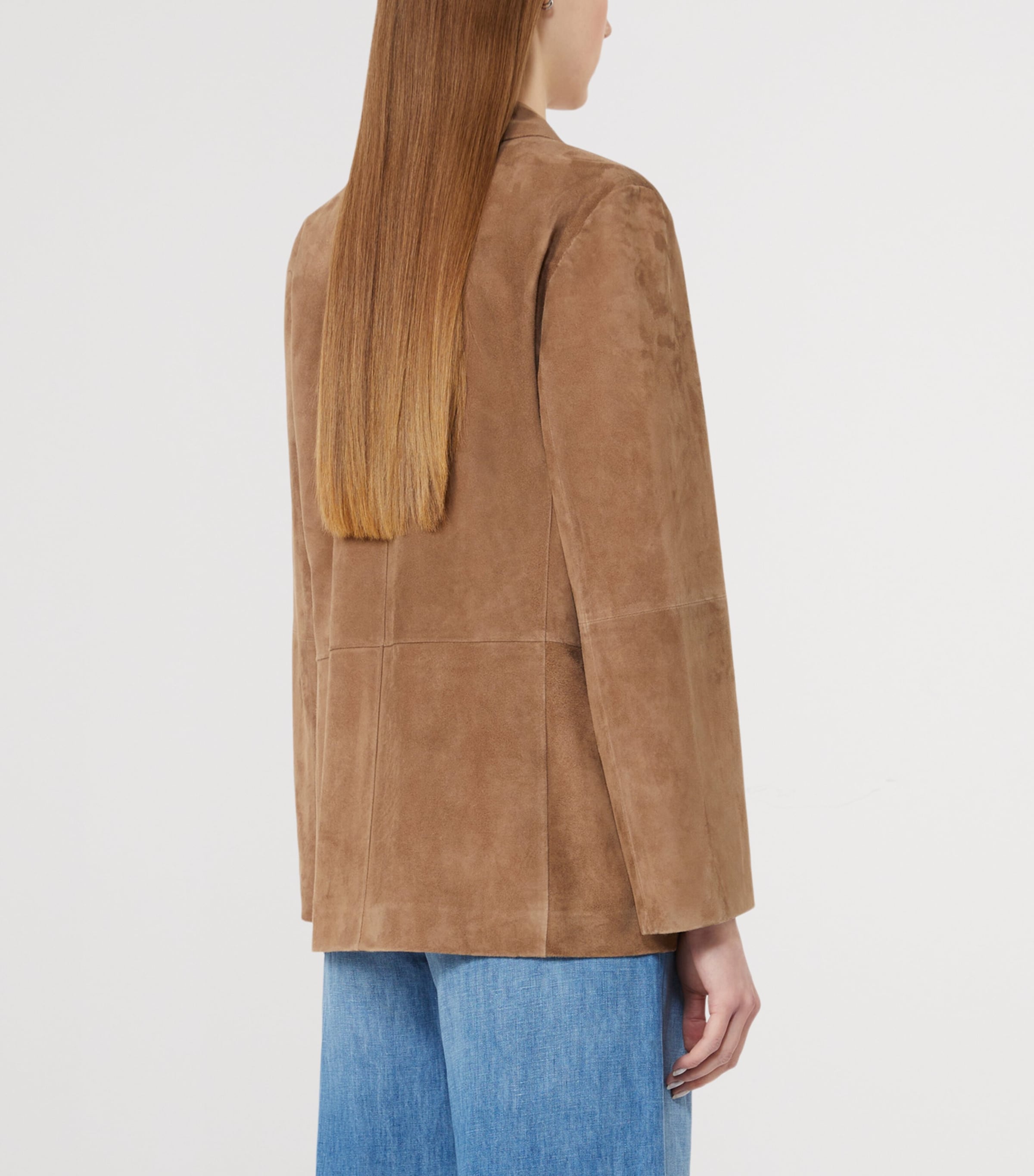 Max Mara Womens Suede Single-Breasted Blazer Hazelnut Brown Image 3