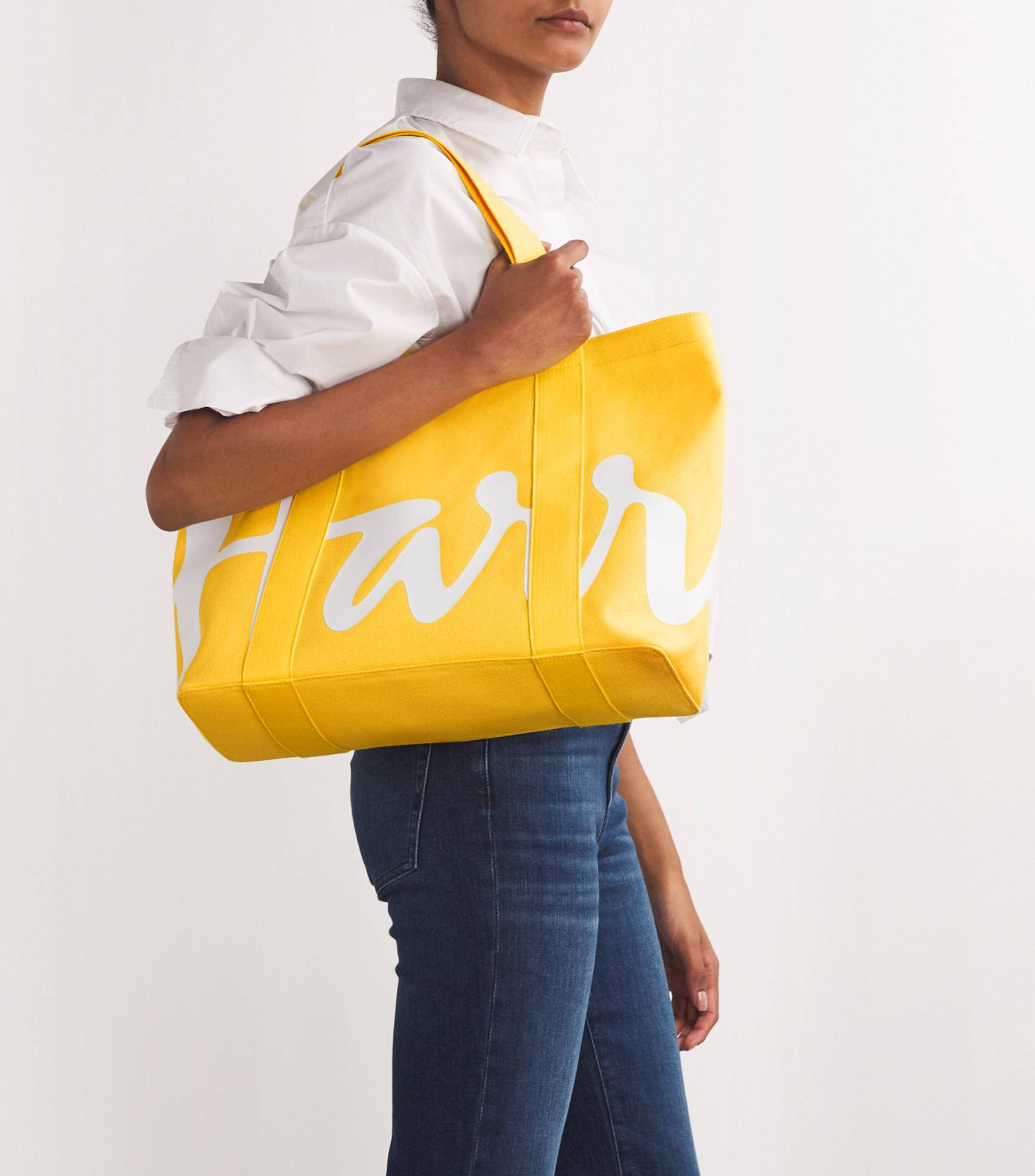 Medium Cotton Logo Tote Bag YELLOW Image 2