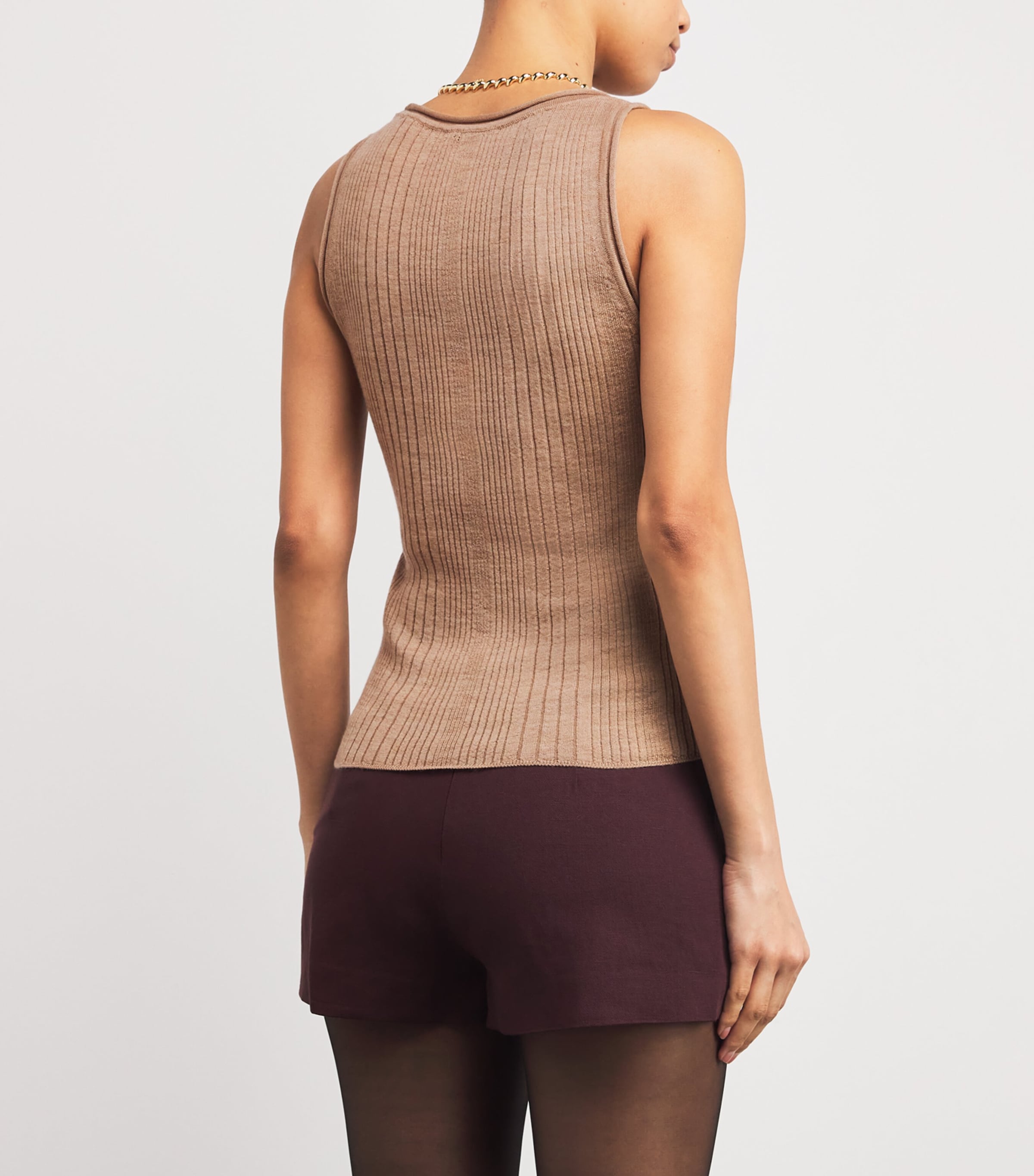 Merino Wool Birke Tank Top N1065 DARK KHAKI Image 4