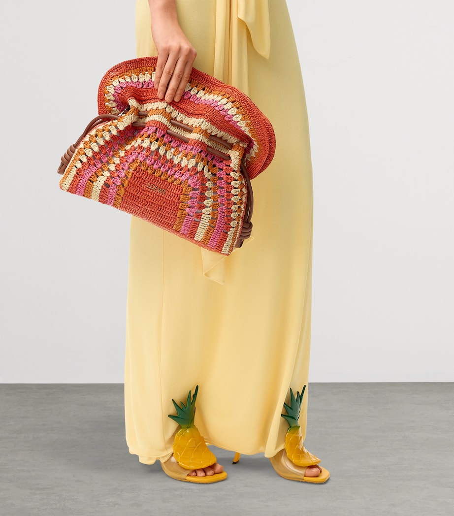 LOEWE x Paula's Ibiza Medium Raffia Flamenco Clutch Bag Bright Orange/pink Image 2