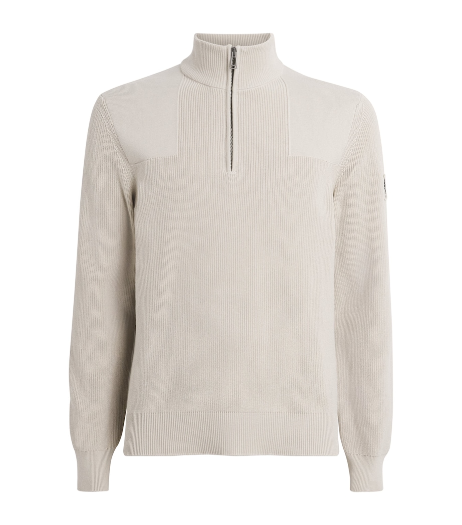 Belstaff Mens Organic Cotton Commander Quarter-Zip Sweater Silver Birchsvrbc Image 1
