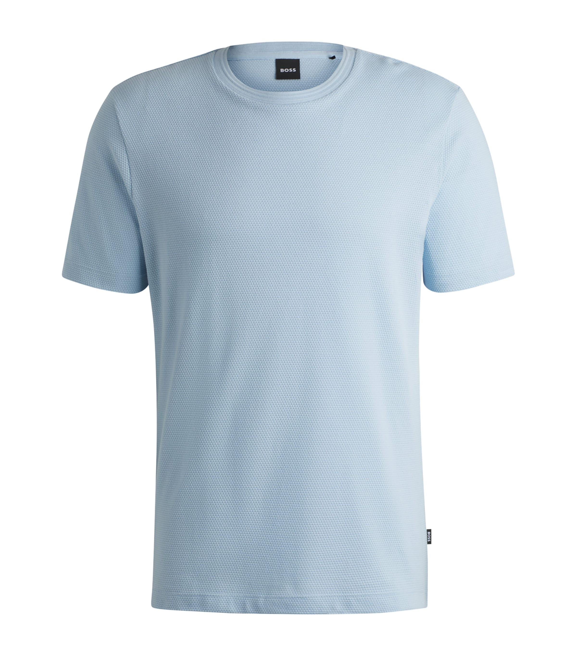 Hugo Boss Cotton-blend Bubble-jacquard T-shirt In Blue