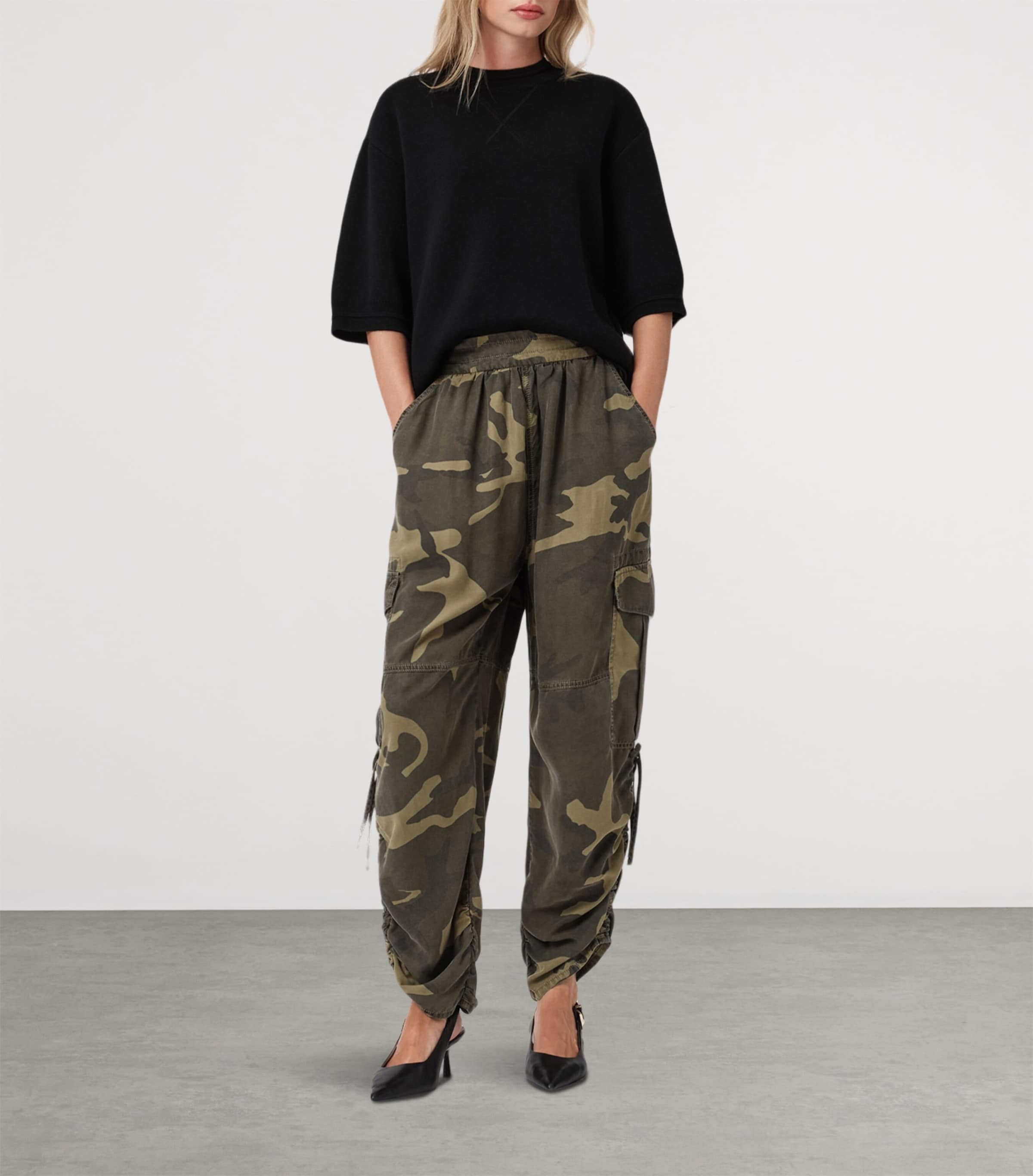 Camouflage Print Kaye Cargo Trousers CAMO GREEN Image 2