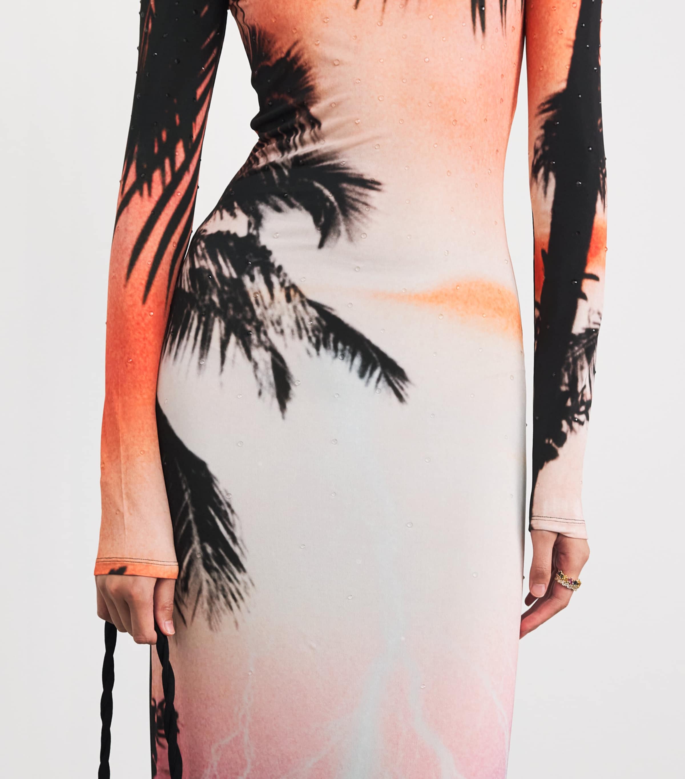 Rabanne Womens Rhinestone Thunderstrom Maxi Dress Bg Lghtg Orngpi Image 3