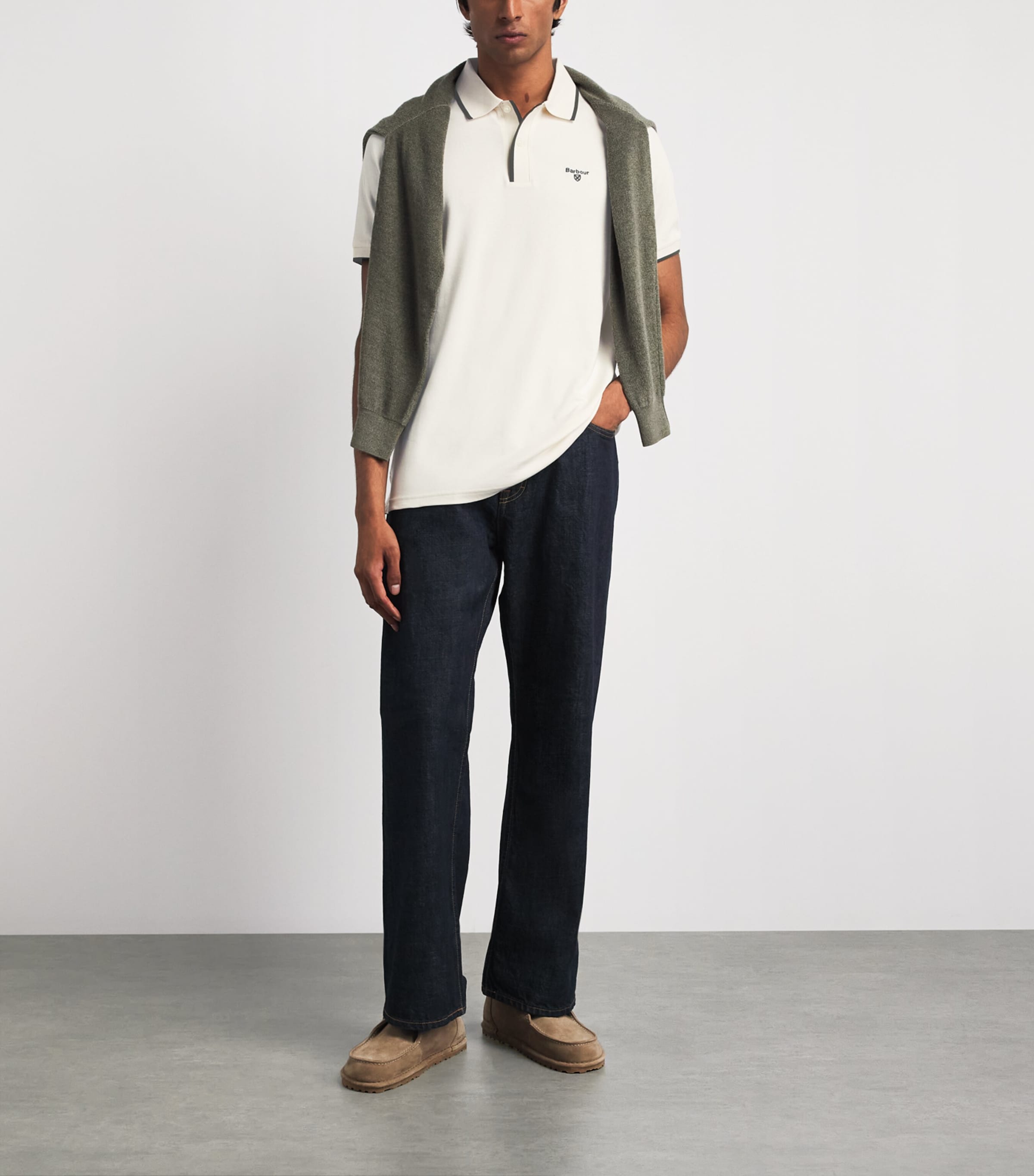 Barbour Mens Callock Polo Shirt Whisper White Image 2