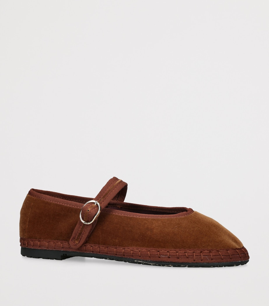 Flabelus Velvet Pierre Mary Janes Brown Image 3
