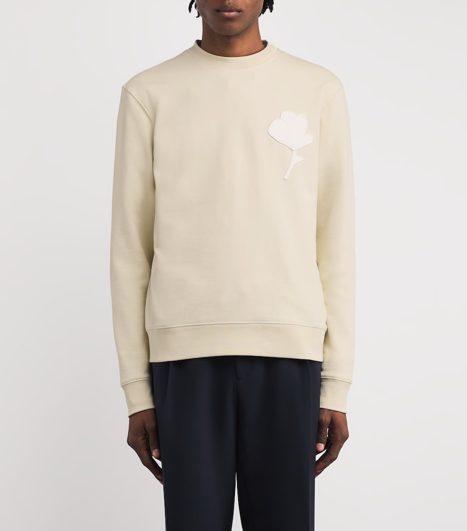 Cotton Floral-Patch Sweatshirt BUTTER CREAM Image 3