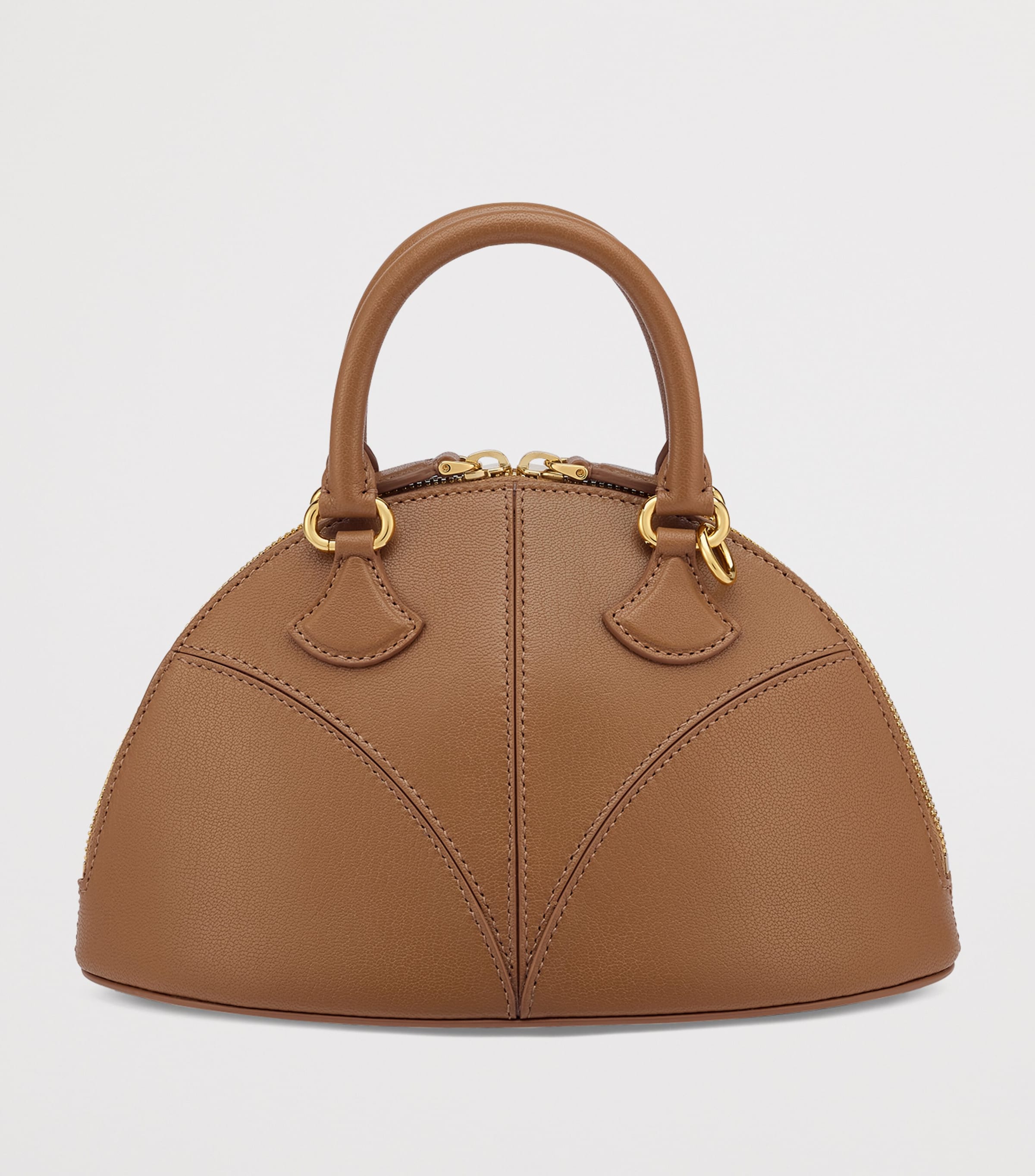Small Leather Marquise Top-Handle Bag BROWN Image 2