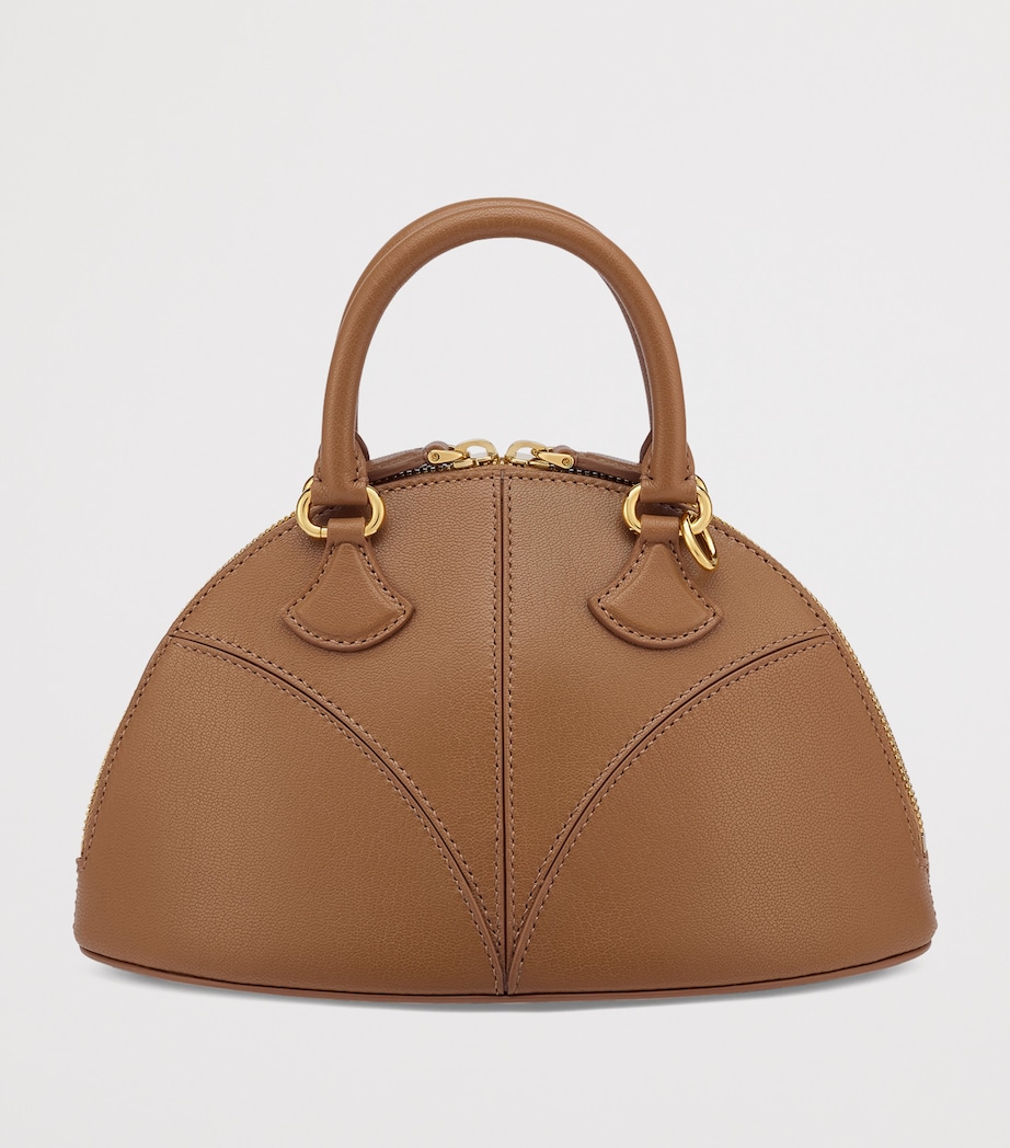Small Leather Marquise Top-Handle Bag BROWN Image 2