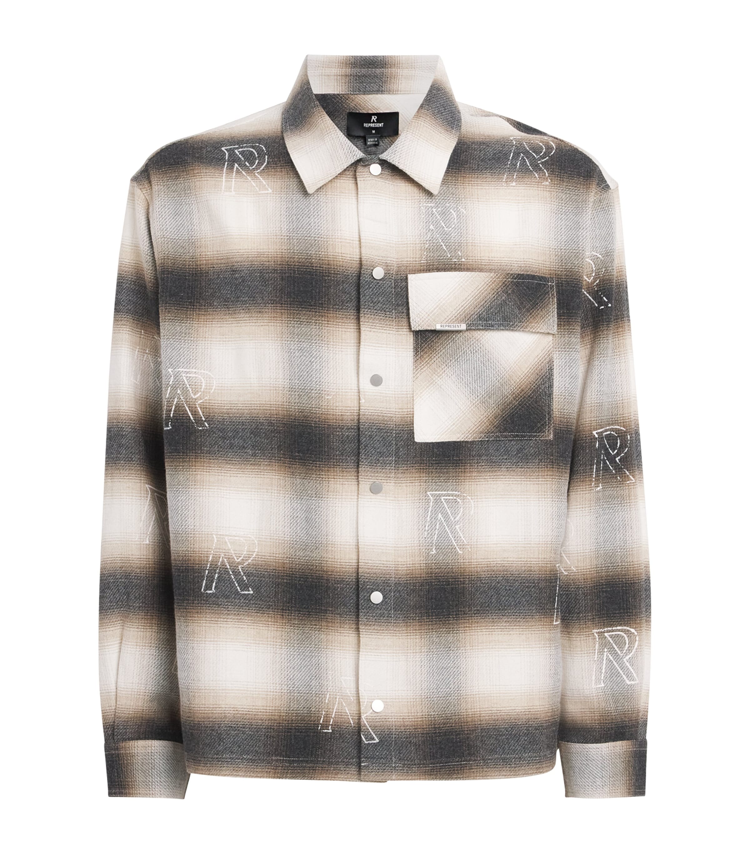 Cotton Initial Flannel Shirt LATTE Image 1
