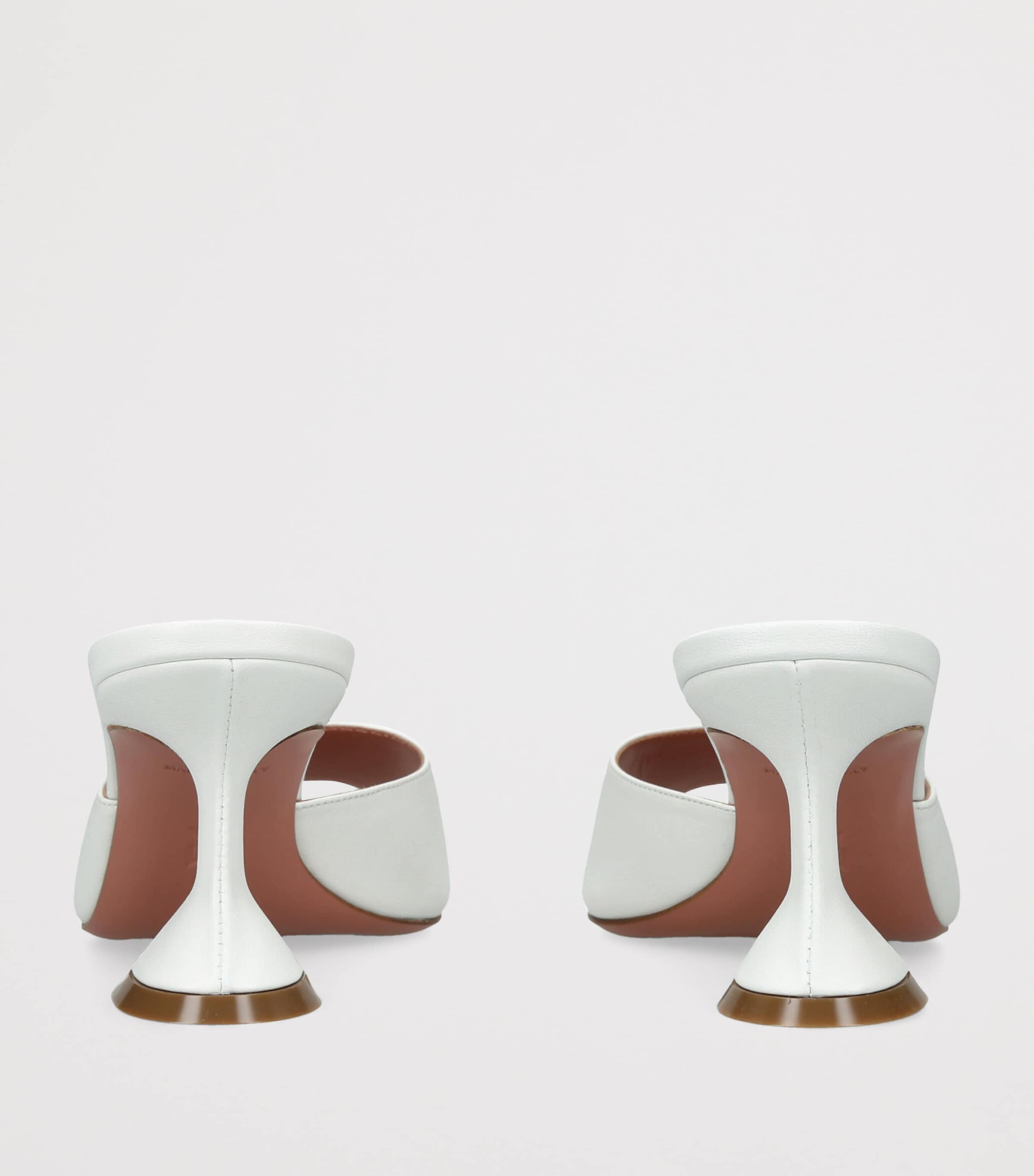 Amina Muaddi Leather Lupita Heeled Mules 70 White Image 4