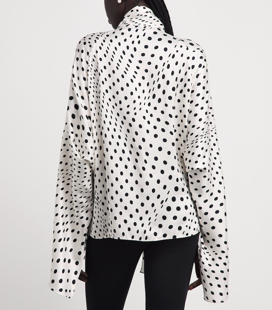 Stella McCartney Womens Satin Polka-Dot Blouse White/black Image 5