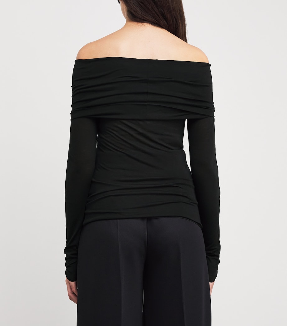 MAX&Co. Womens Knitted Off-The-Shoulder Top Black Image 3