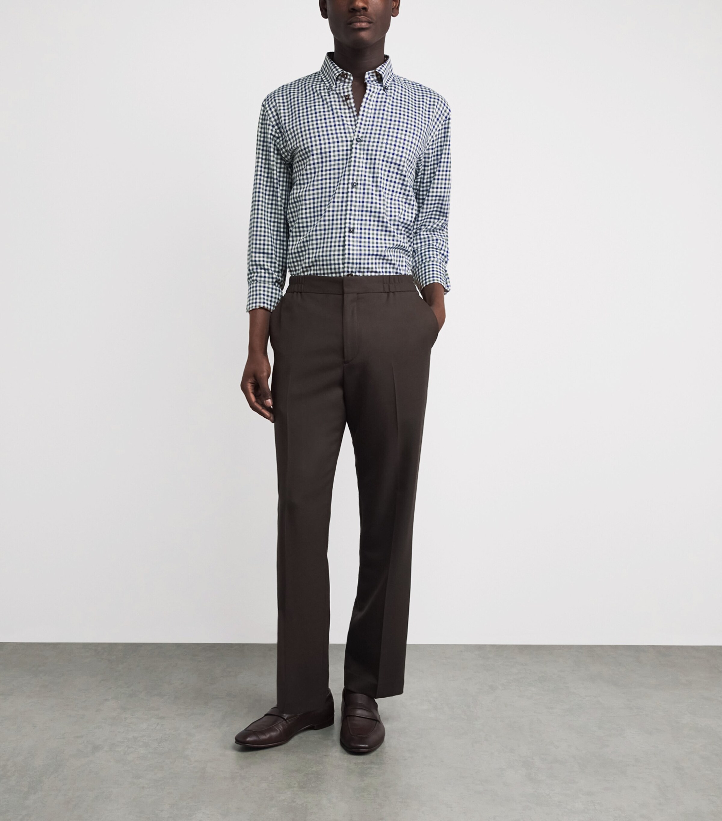 Purdey Mens Cotton Check Shirt Forest Green Image 2