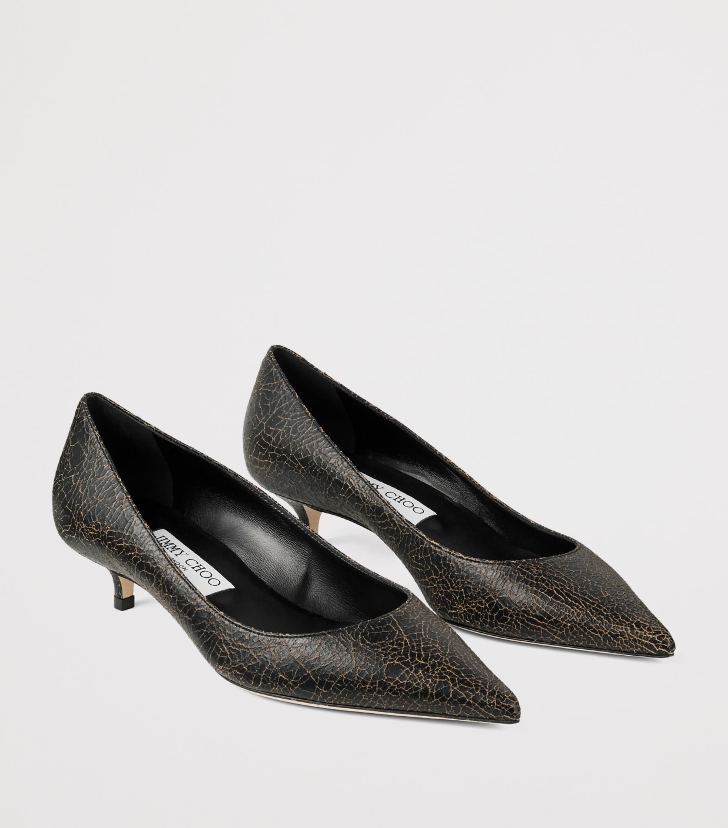 Jimmy Choo Amelia 35 Crackled Leather Pumps Black/toffee Image 2