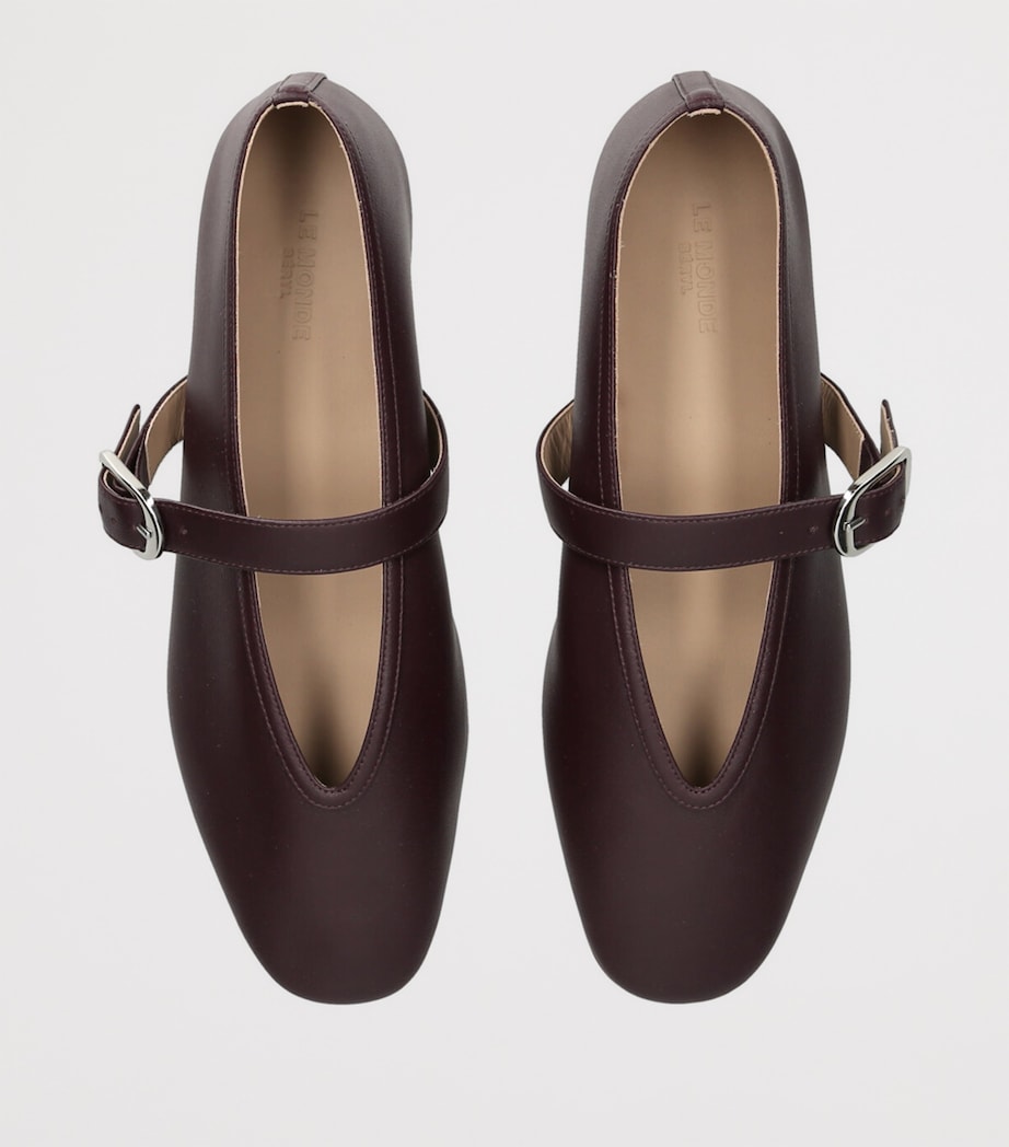 Le Monde Beryl Leather Stella Flats Wine Image 4