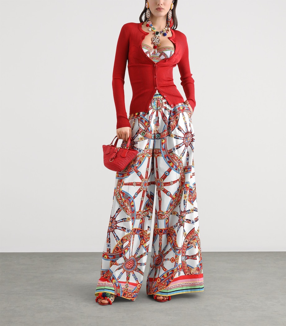 Dolce&Gabbana Womens Corset-Stitch Cardigan Nail Red Image 3