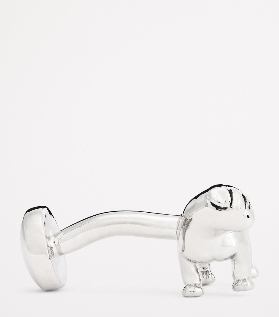 Babette Wasserman Rhodium-Plated British Bulldog Cufflinks Silver Image 4