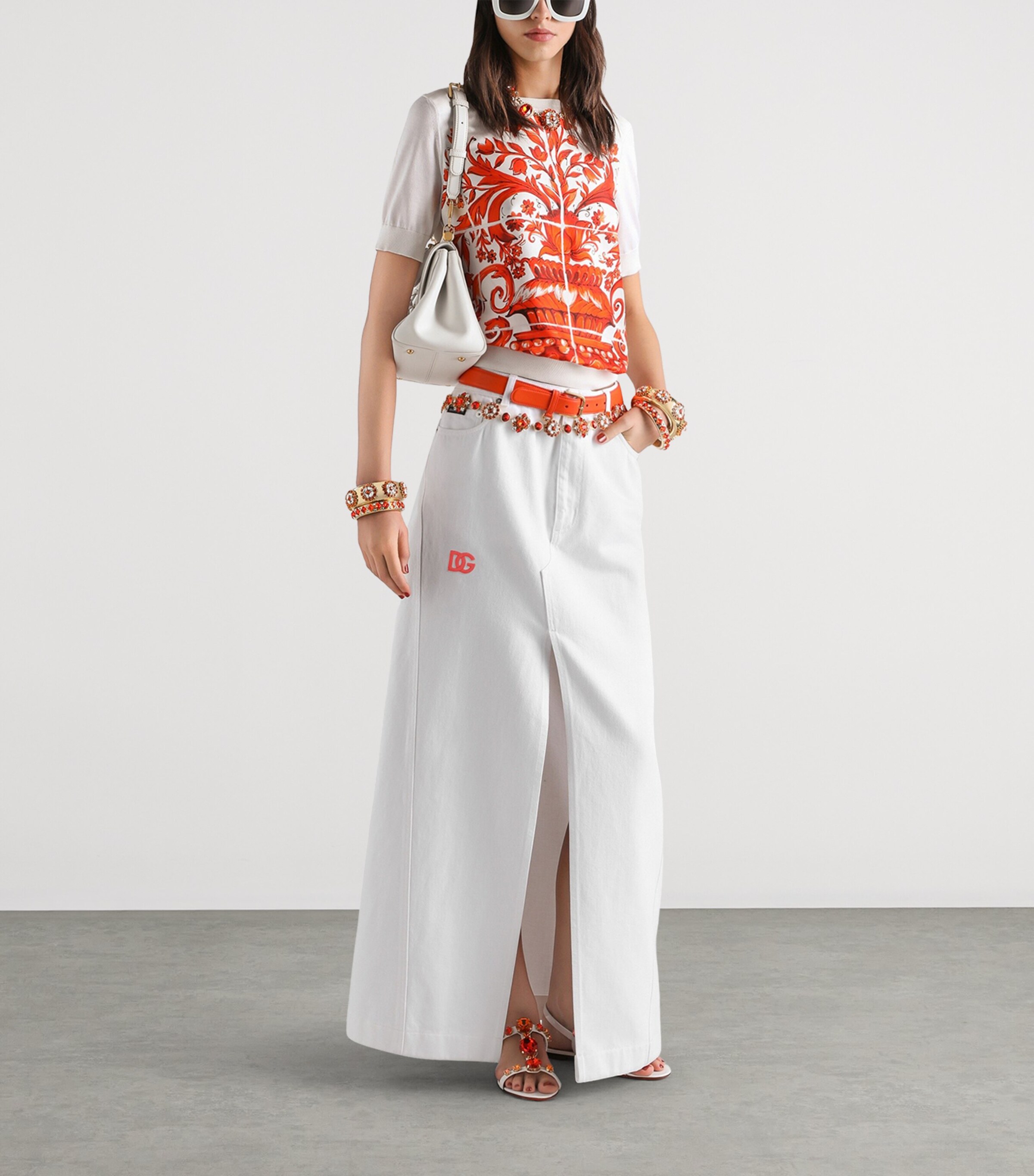 Dolce&Gabbana Womens Denim Maxi Skirt Combined Colou Image 2