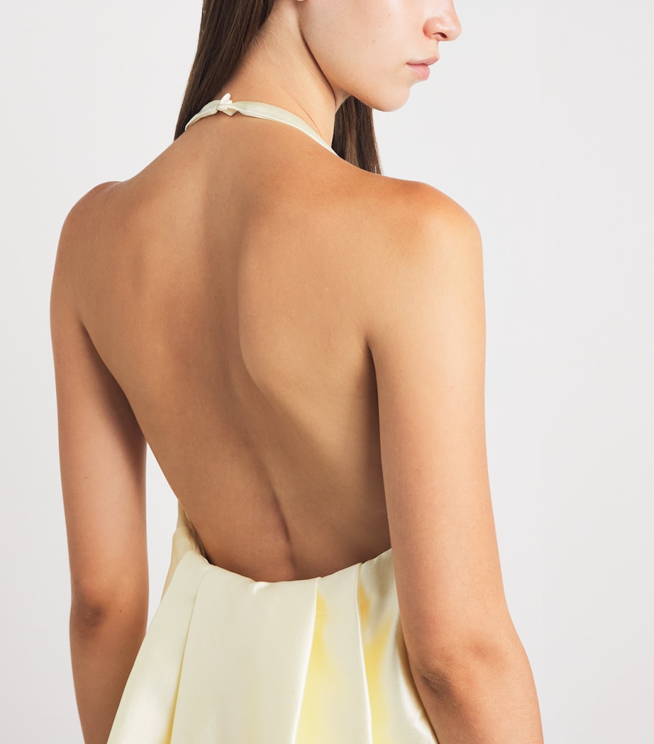 Self-Portrait Womens Taffeta Feather-Trim Mini Dress Yellow Image 3