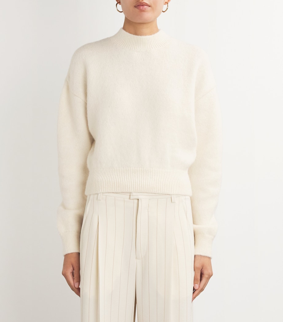 Alpaca Wool-Blend Logo Sweater LIGHT BEIGE 130 Image 3