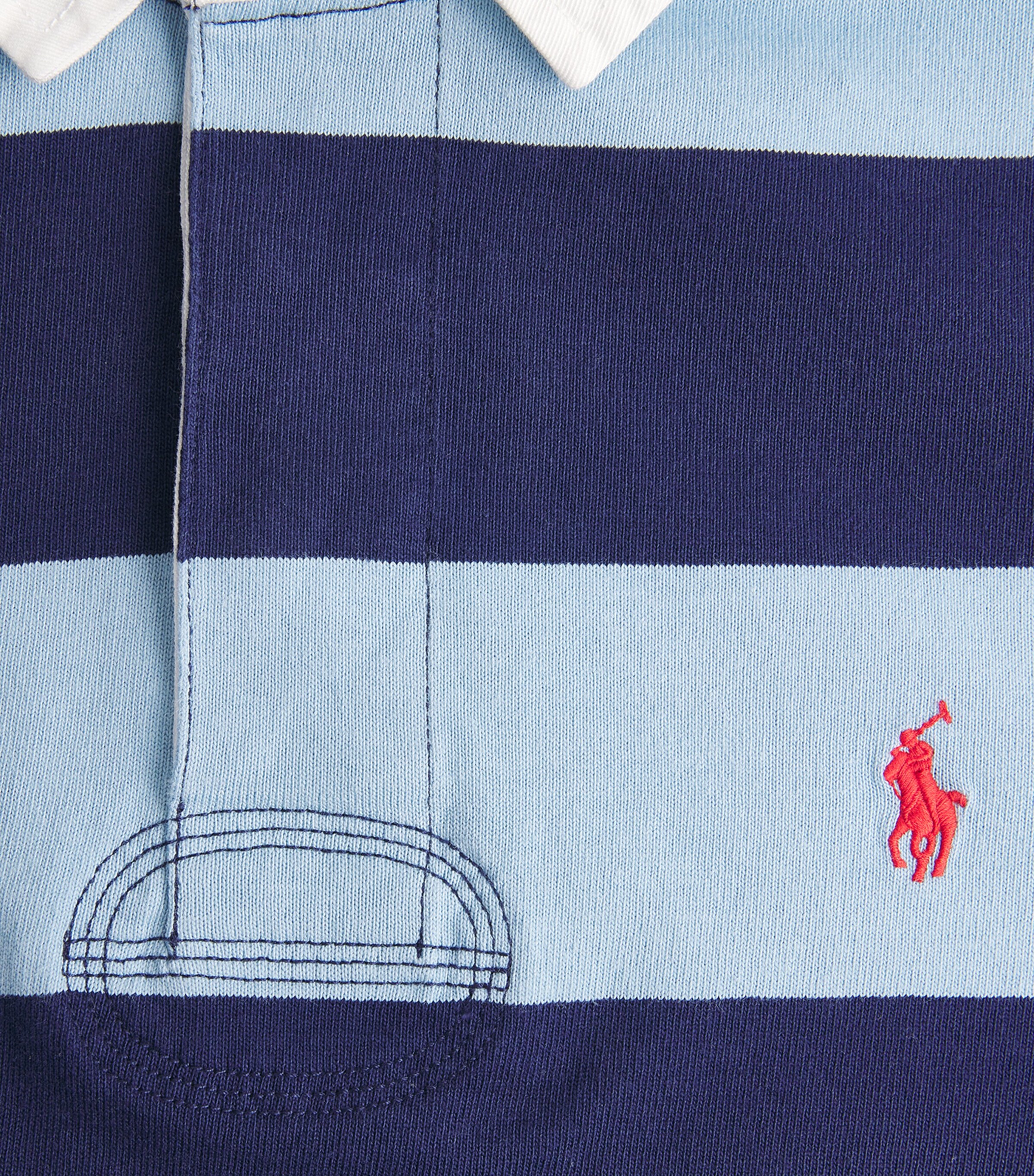 Polo Ralph Lauren Mens Cotton Stripe Polo Pony Rugby Shirt Pwdr Blu/newprt Navy Image 6
