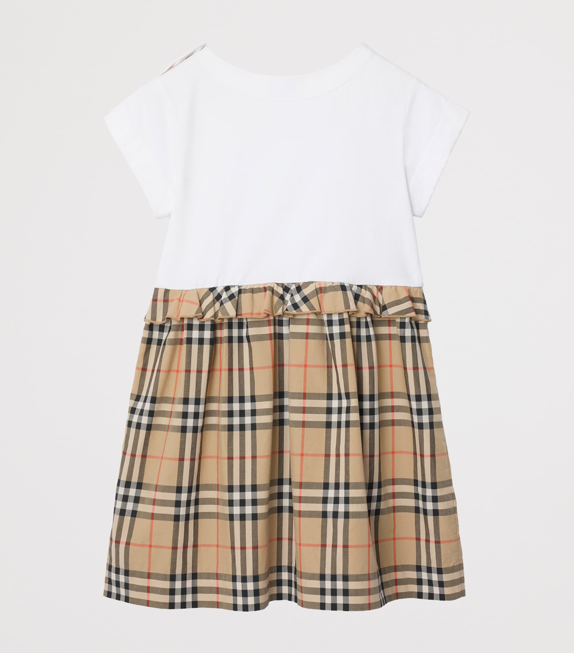 Burberry Kids Stretch-Cotton Check Dress (3-12 Years) White Image 2